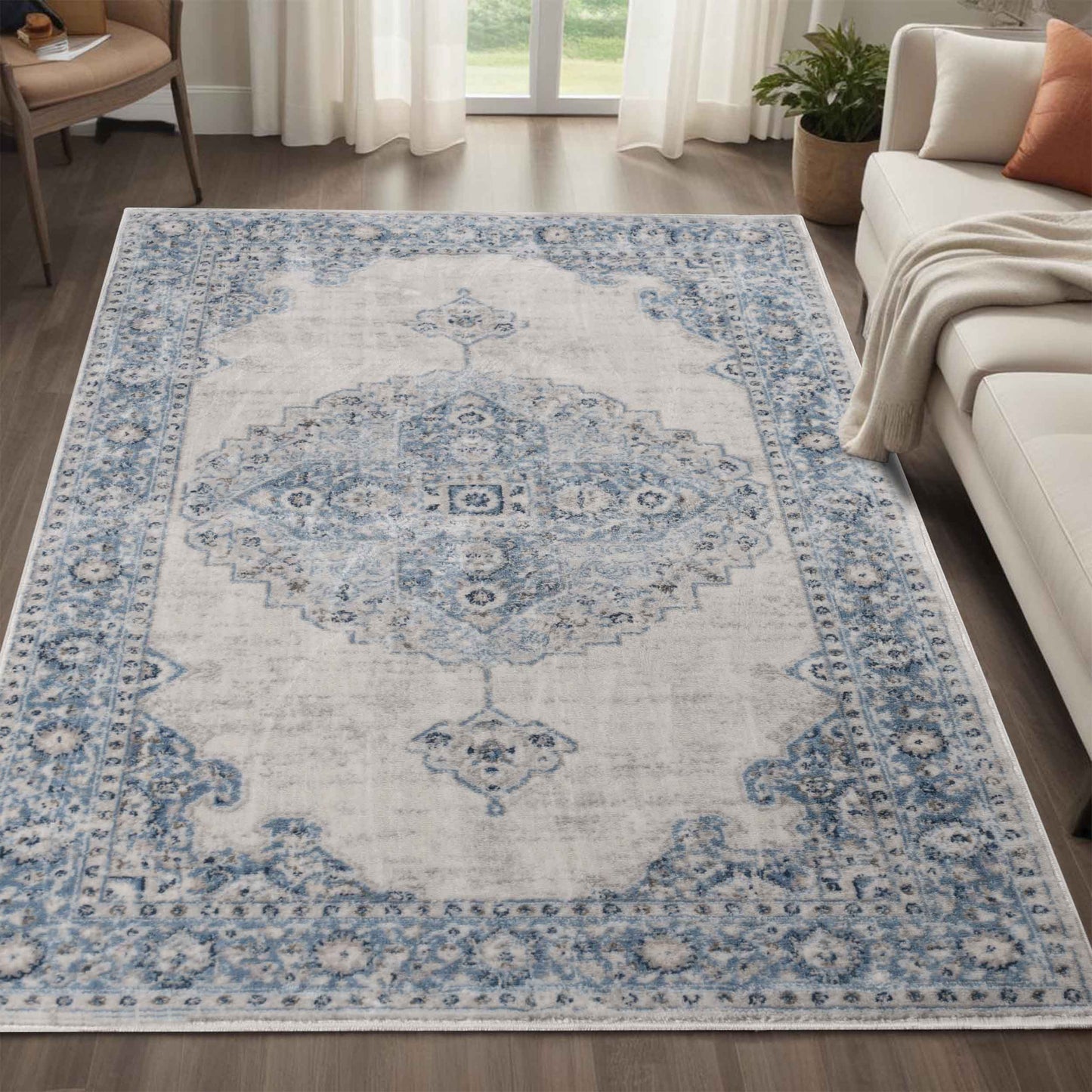 Demelza Vintage Traditional Oriental Medallion Indoor Area Rug or Runner