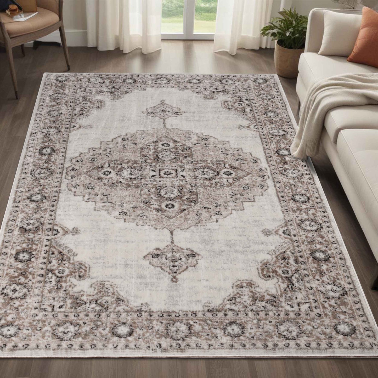Demelza Vintage Traditional Oriental Medallion Indoor Area Rug or Runner