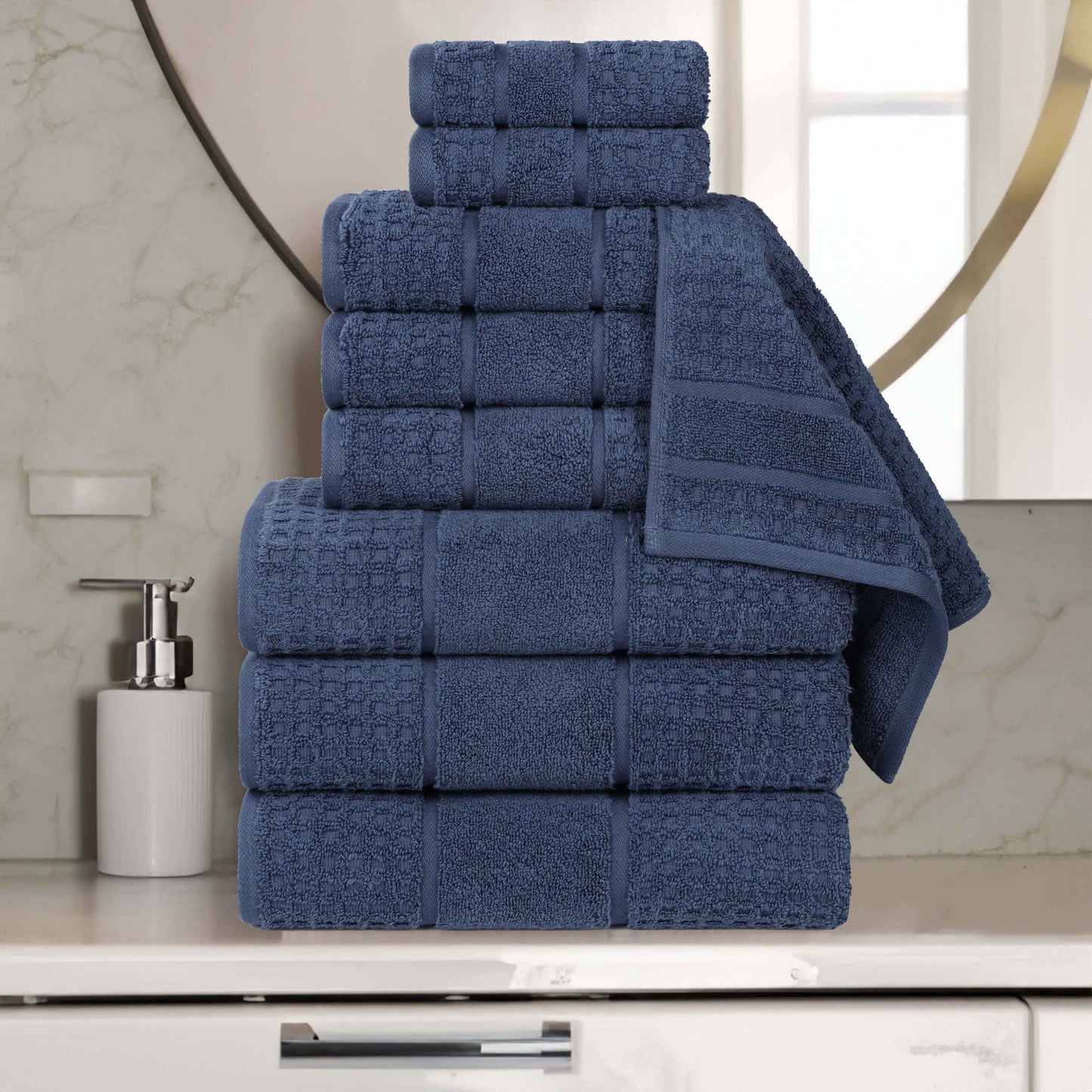 Napa Zero Twist Cotton Solid Waffle Honeycomb 9 Piece Towel Set