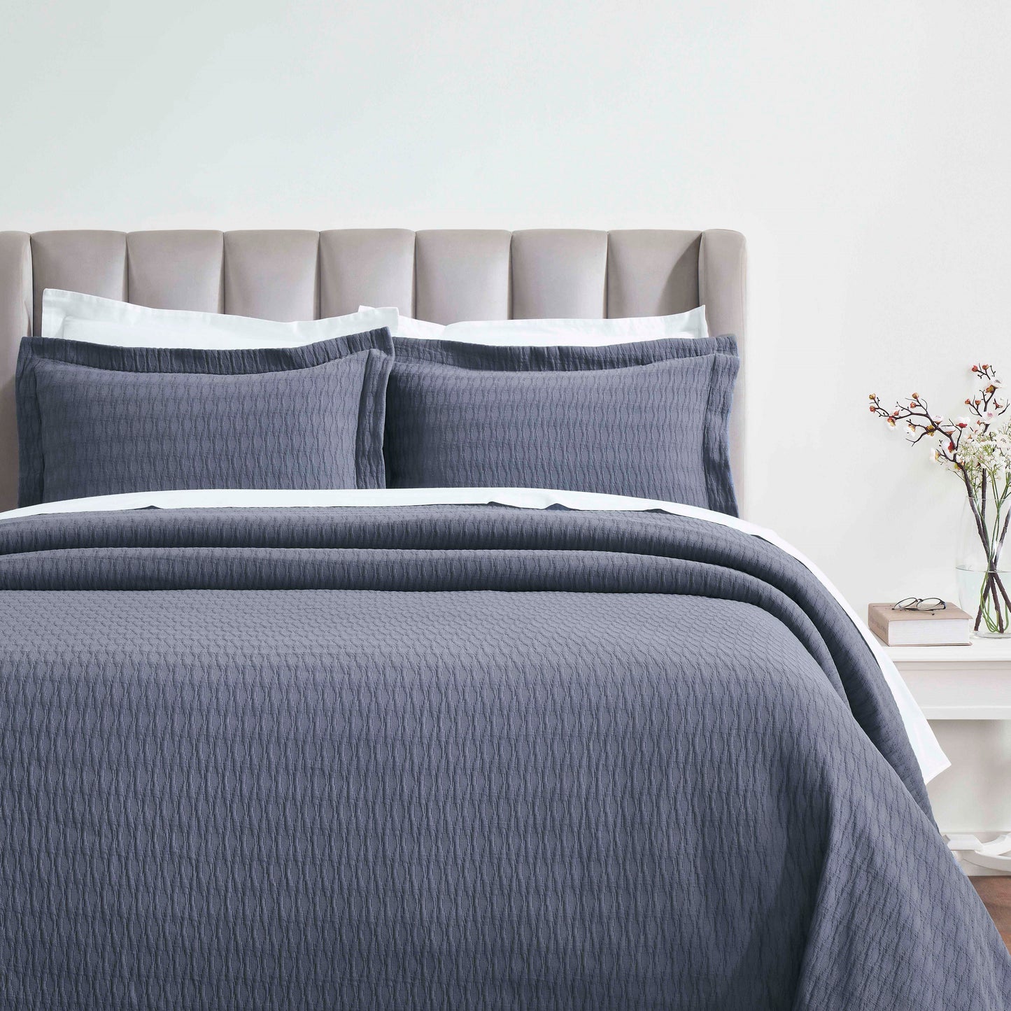 Superior Calvert Cotton Matelasse Weave Diamond Lattice Bedspread Set