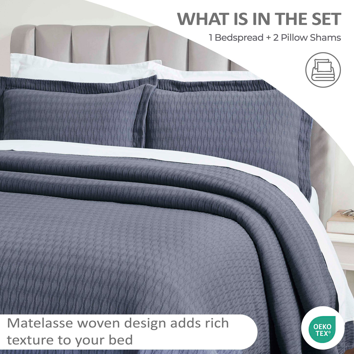 Superior Calvert Cotton Matelasse Weave Diamond Lattice Bedspread Set