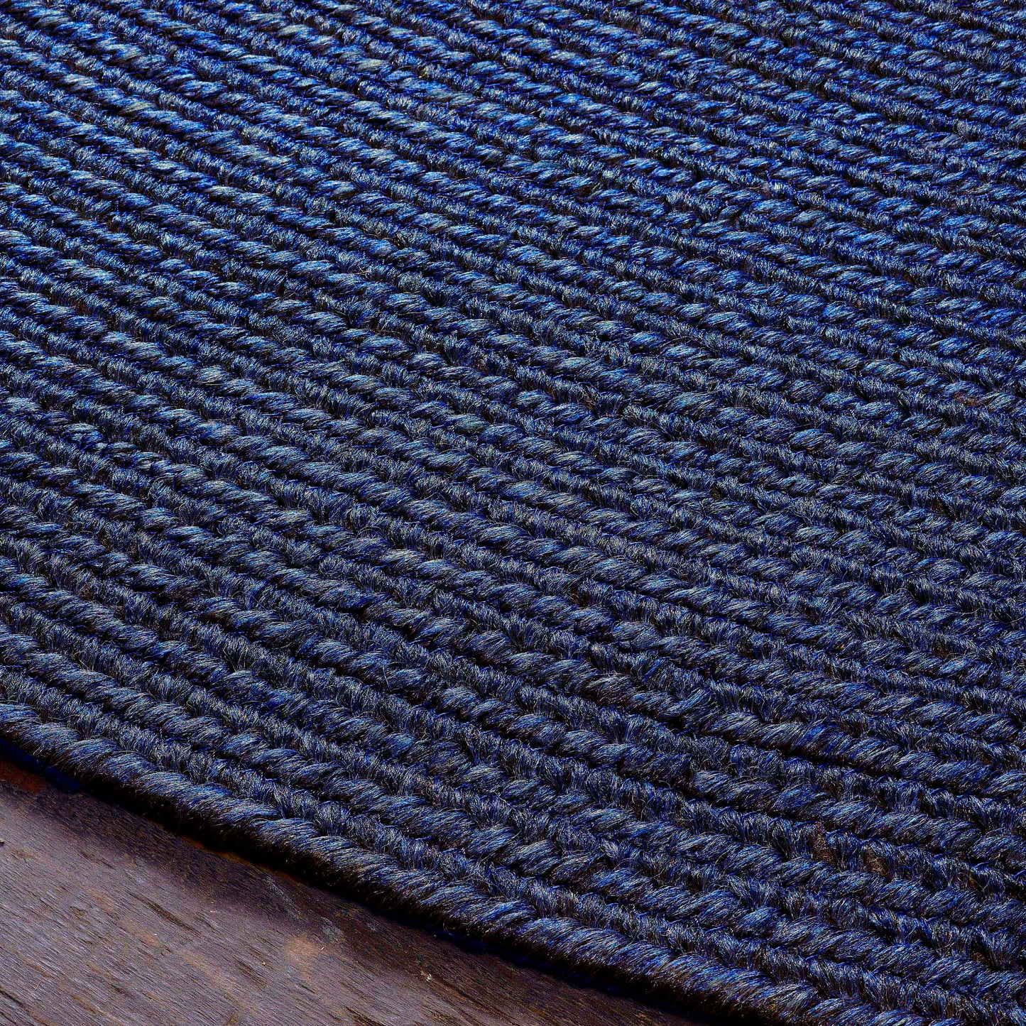 Bohemian Braided Indoor Outdoor Rugs Solid Round Area Rug - DenimBlue