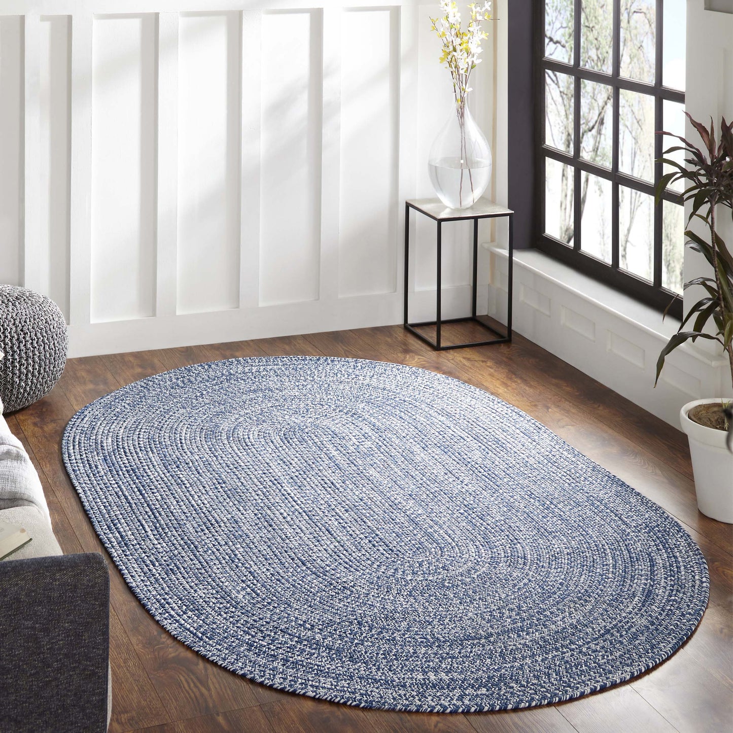 Reversible Braided Eco-Friendly Area Rug Indoor Outdoor Rugs - DenimBlueWhite