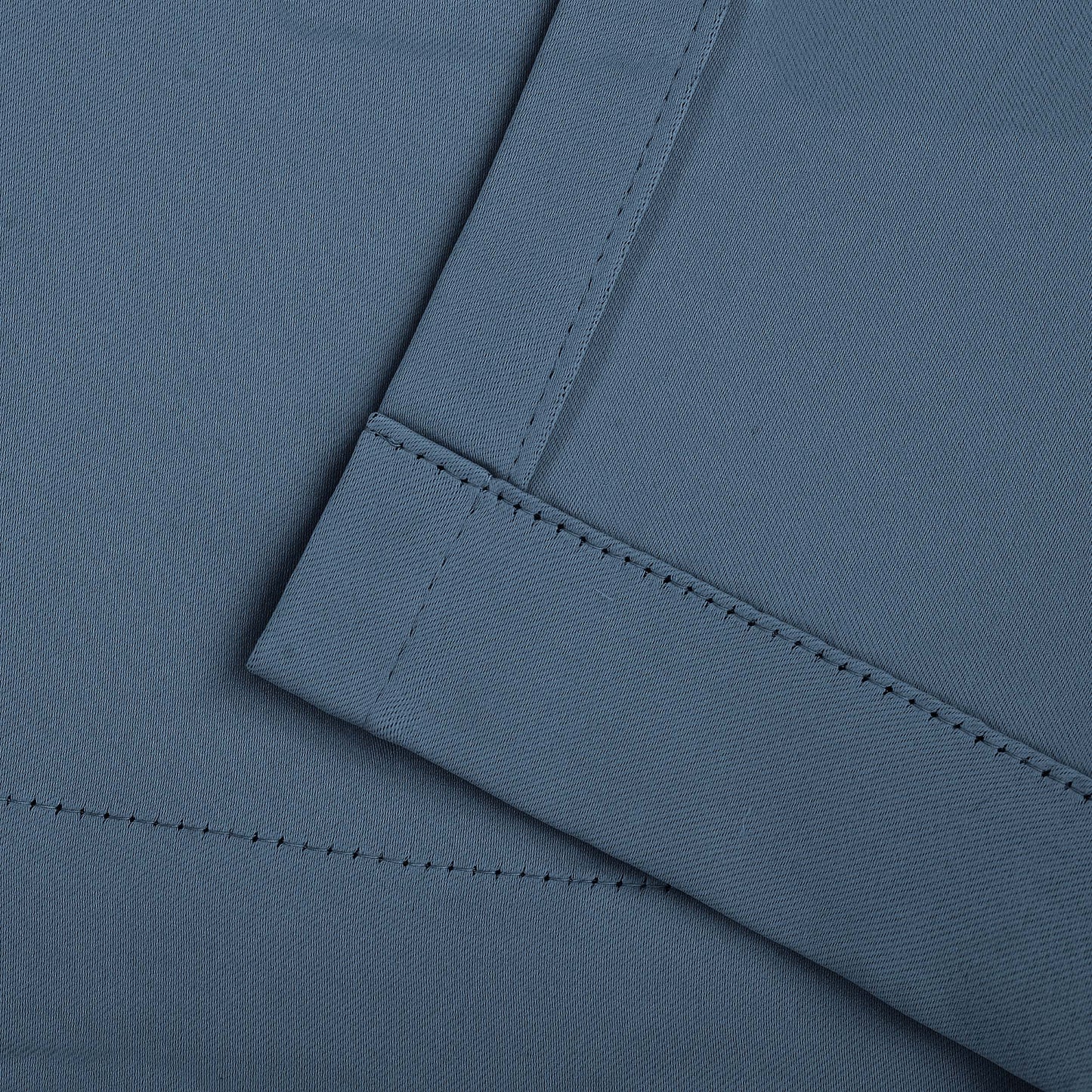 Solid Room Darkening Rod Pocket Blackout Curtain Panels, Set of 2 - DenimBlue