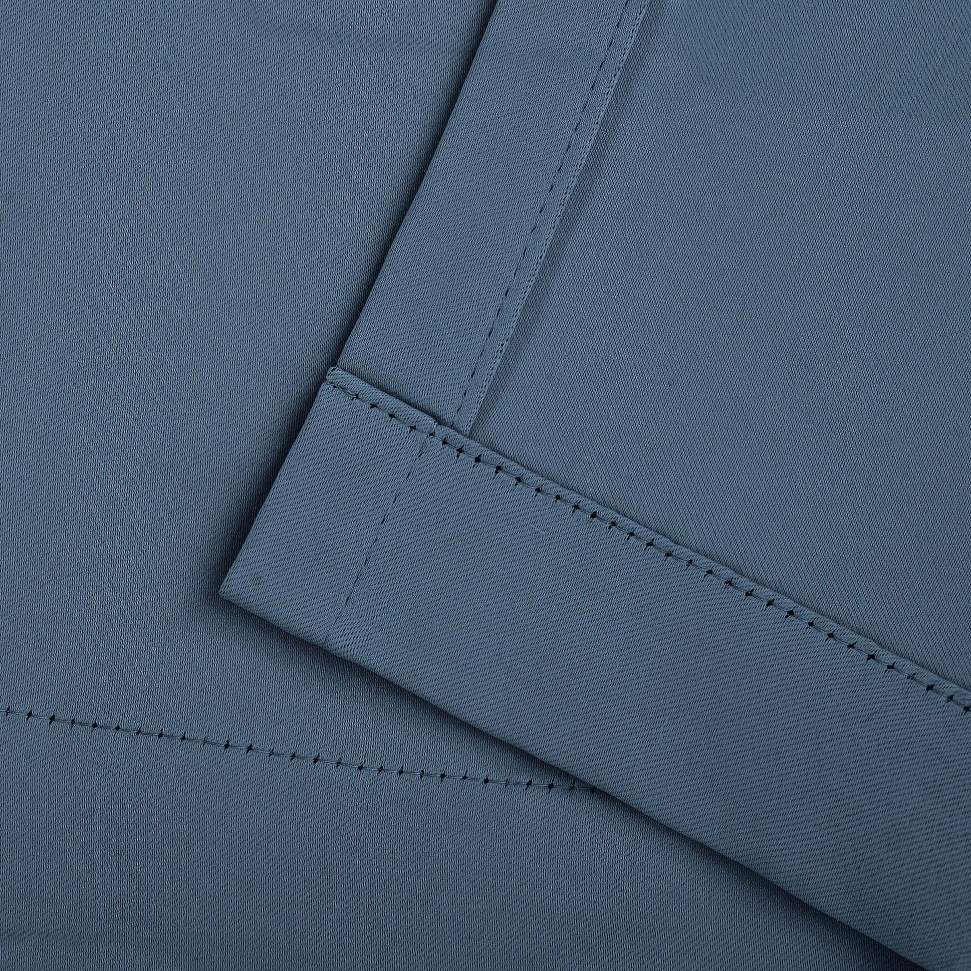 Solid Room Darkening Rod Pocket Blackout Curtain Panels, Set of 2 - DenimBlue