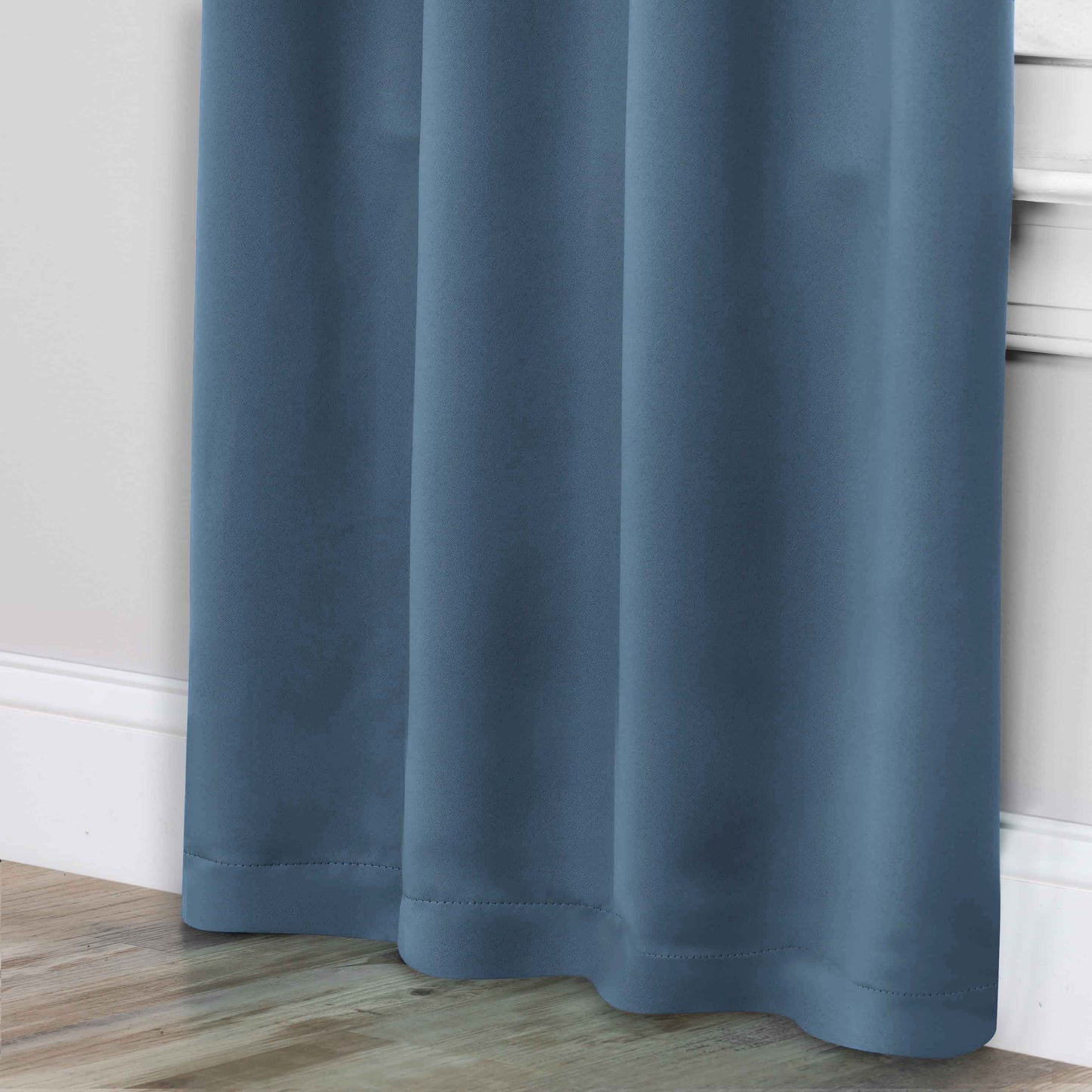 Solid Room Darkening Rod Pocket Blackout Curtain Panels, Set of 2 - DenimBlue