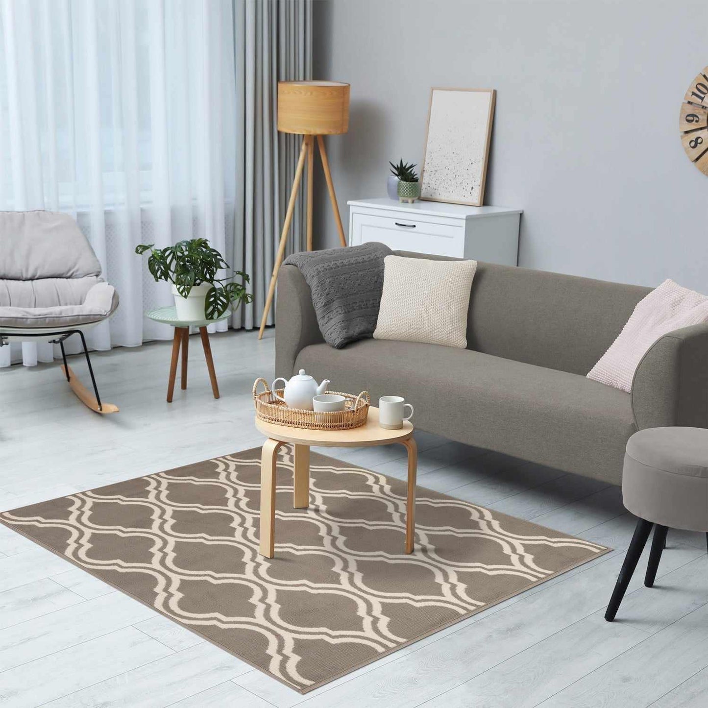 Superior Double Moroccan Trellis Area Rug - Gray