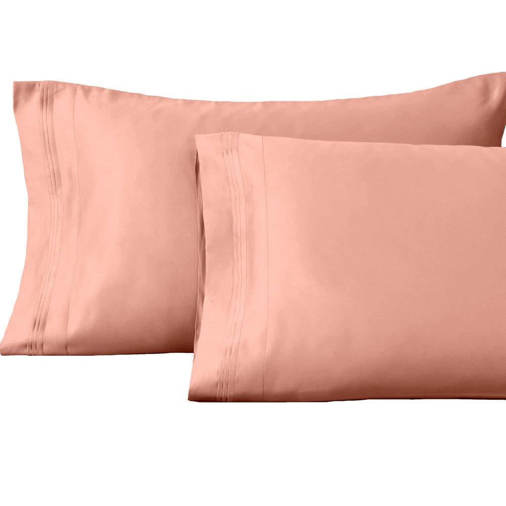 1500 Thread Count Egyptian Cotton 2 Piece Solid Pillowcase Set - DustedRose