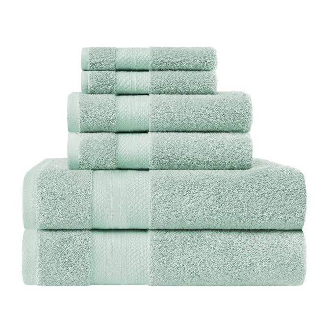 Turkish Cotton Highly Absorbent Solid 6 Piece Towel Set - DustyAqua