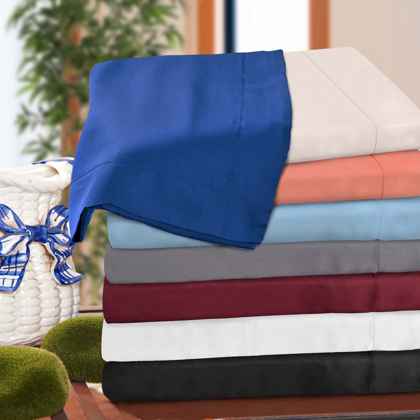 300 Thread Count Modal from Beechwood Solid Duvet Cover Set - Navy Blue