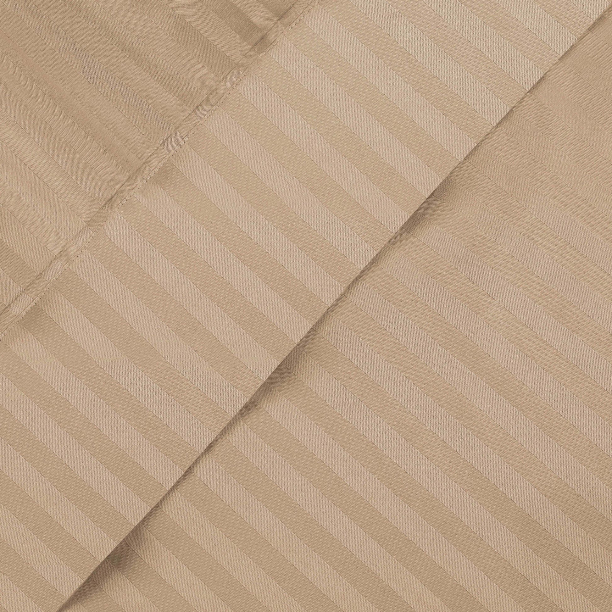 Superior Premium 600 Thread Count Egyptian Cotton Striped Deep Pocket Sheet Set - Beige