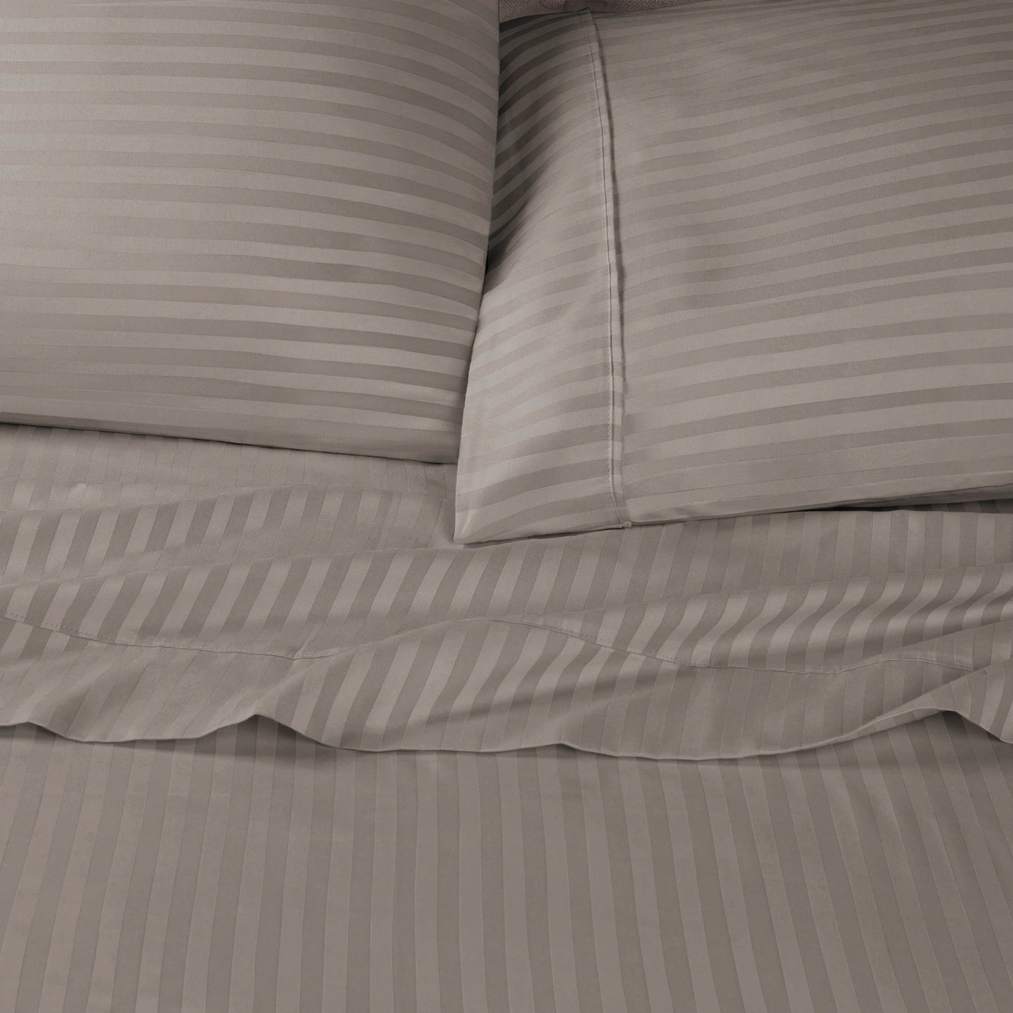 Premium 600 Thread Count Egyptian Cotton Striped Pillowcase Set - Grey