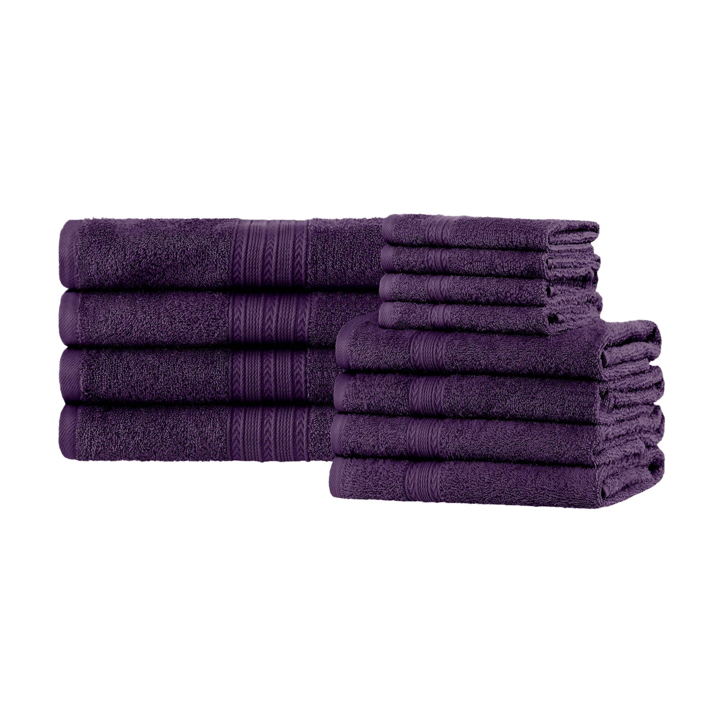 Eco-Friendly Ring Spun Cotton Towel Set - Eggplant