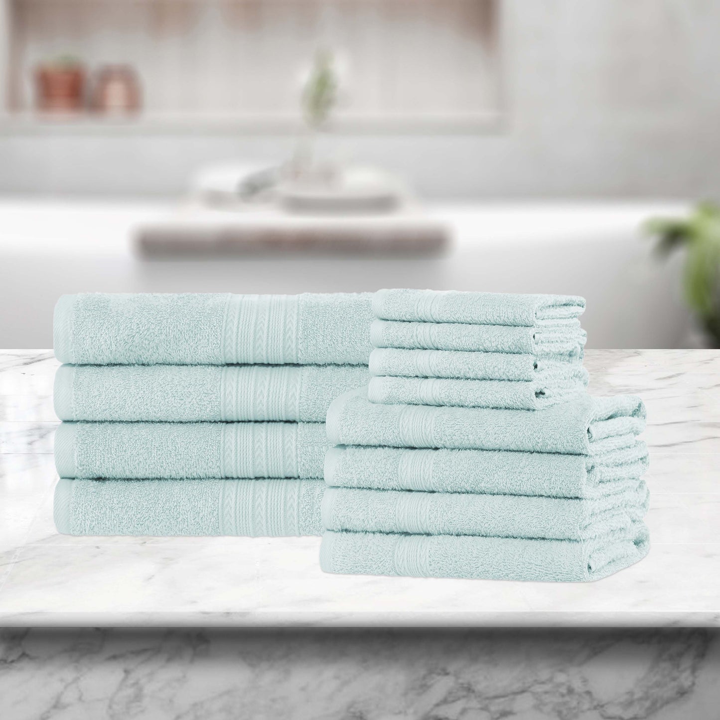 Eco-Friendly Ring Spun Cotton Towel Set - Aquamarine