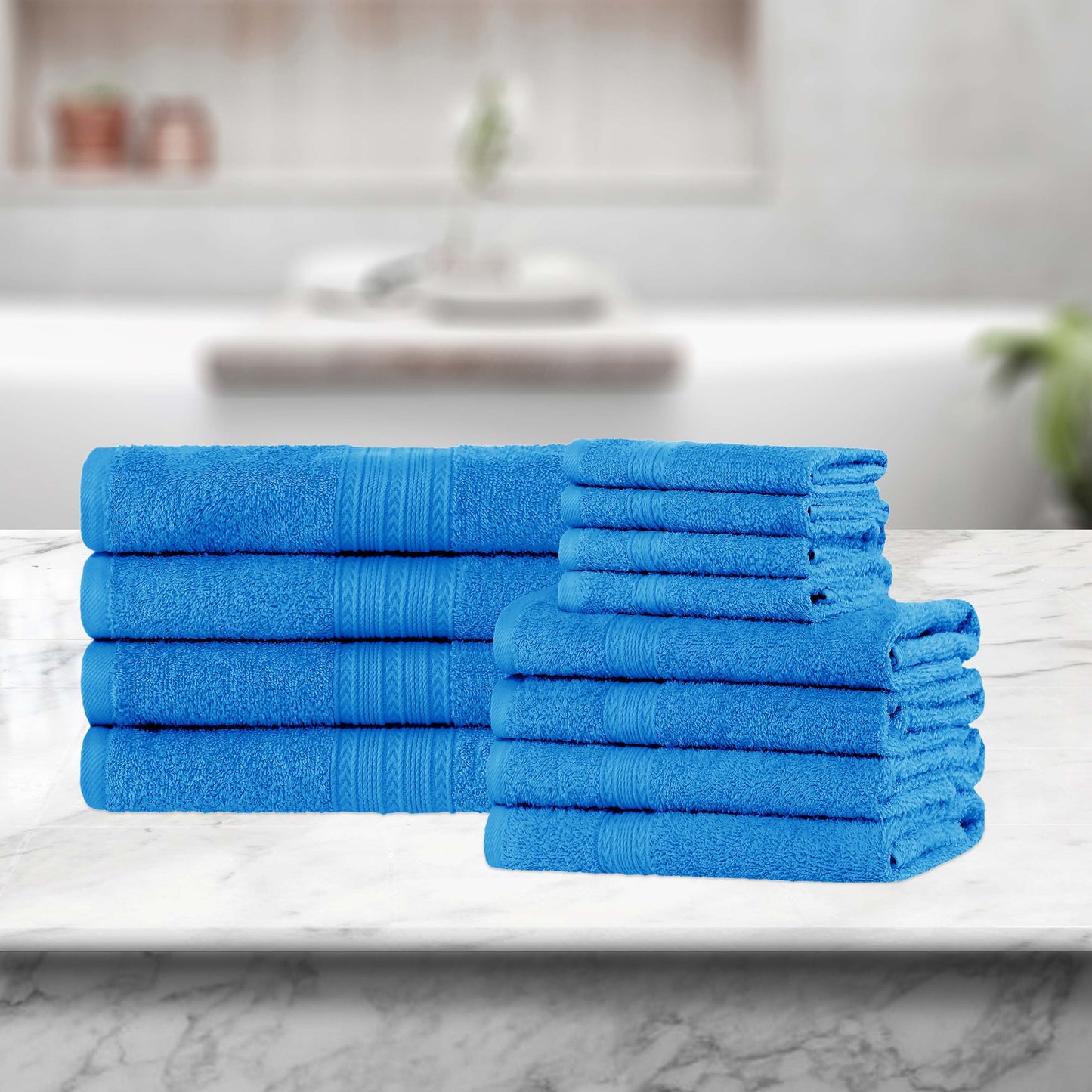 Eco-Friendly Ring Spun Cotton Towel Set - Aster Blue