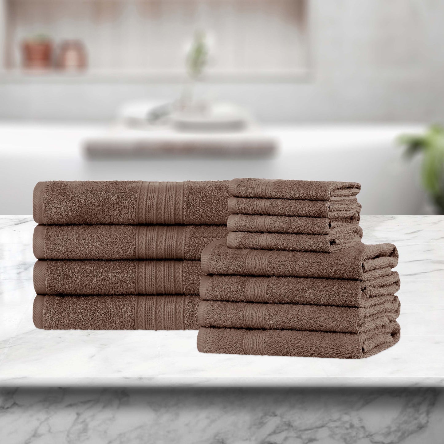 Eco-Friendly Ring Spun Cotton Towel Set - Coffee