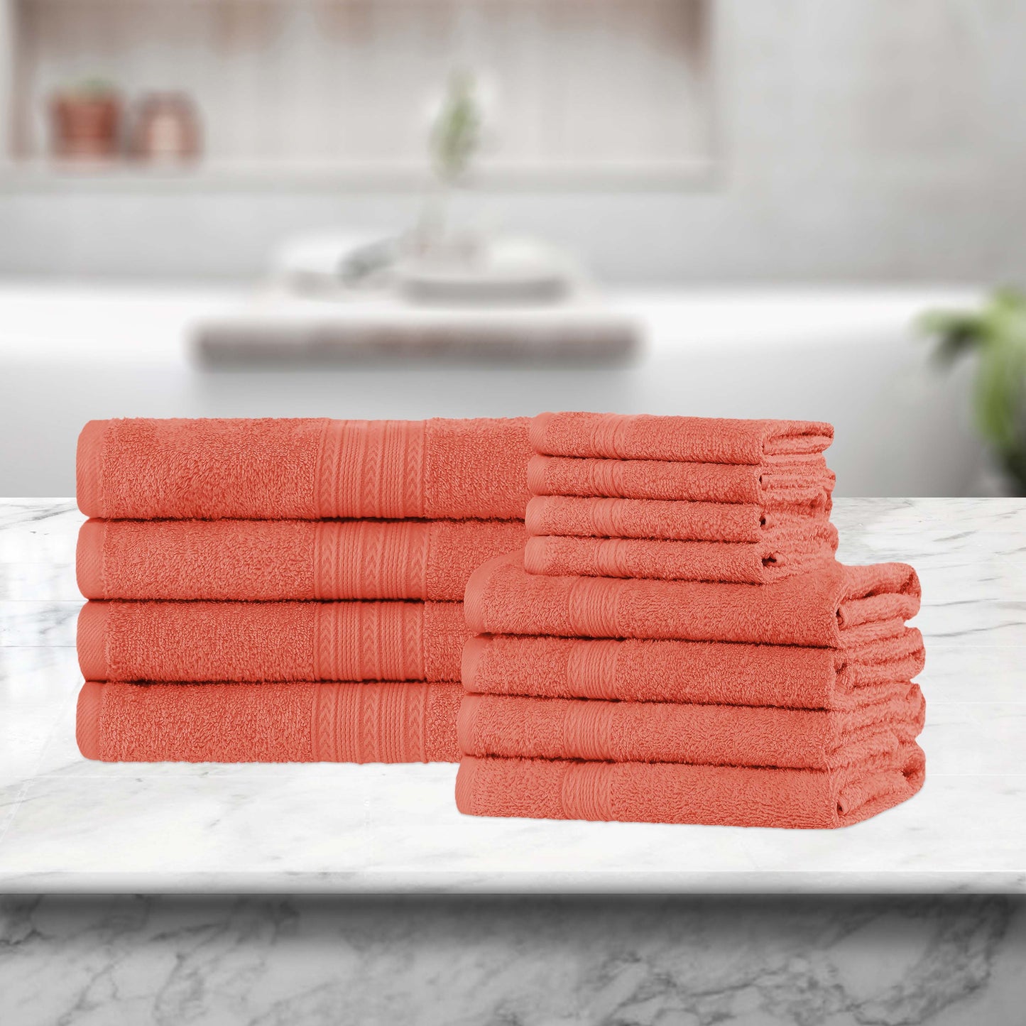 Eco-Friendly Ring Spun Cotton Towel Set - Coral