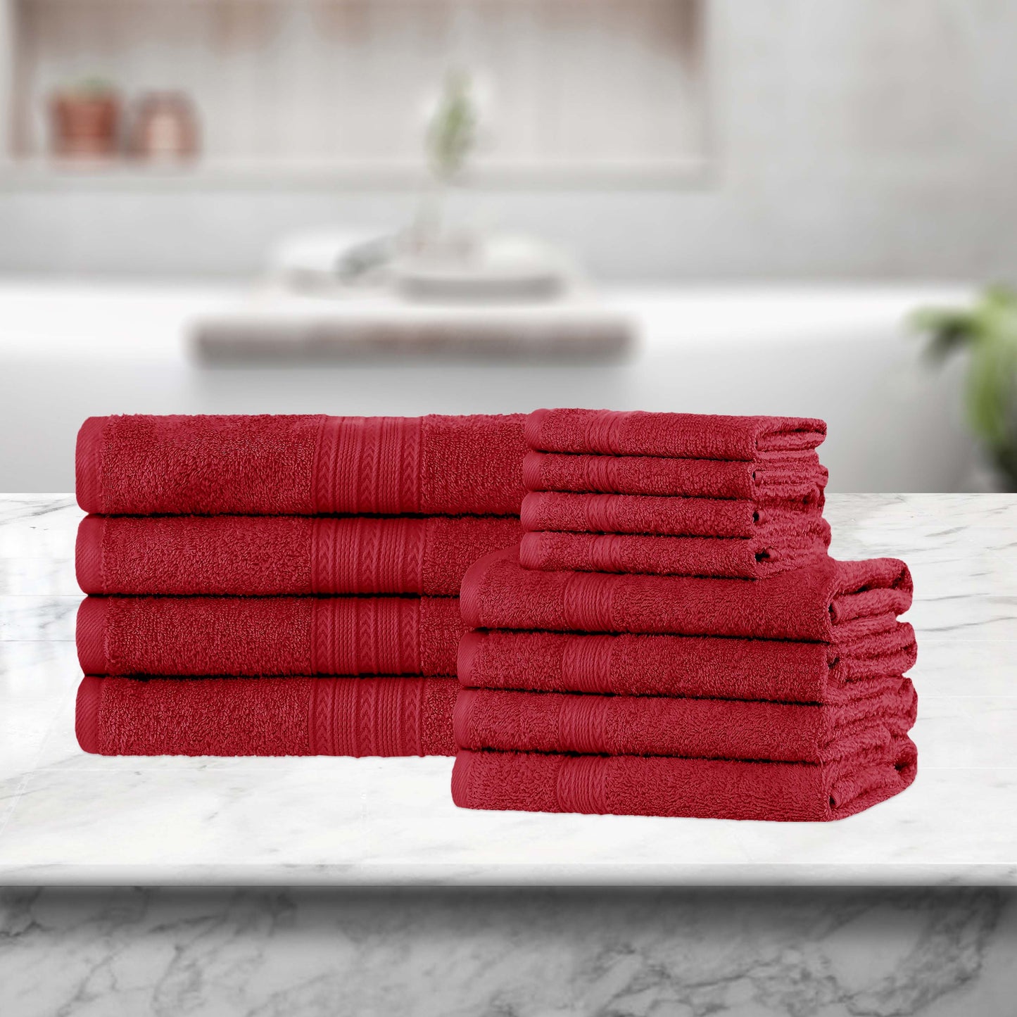 Eco-Friendly Ring Spun Cotton Towel Set - Cranberry