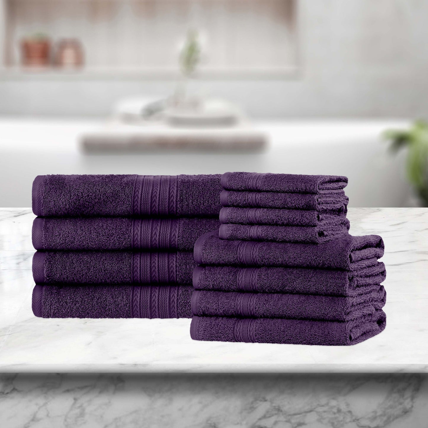 Eco-Friendly Ring Spun Cotton Towel Set - Eggplant