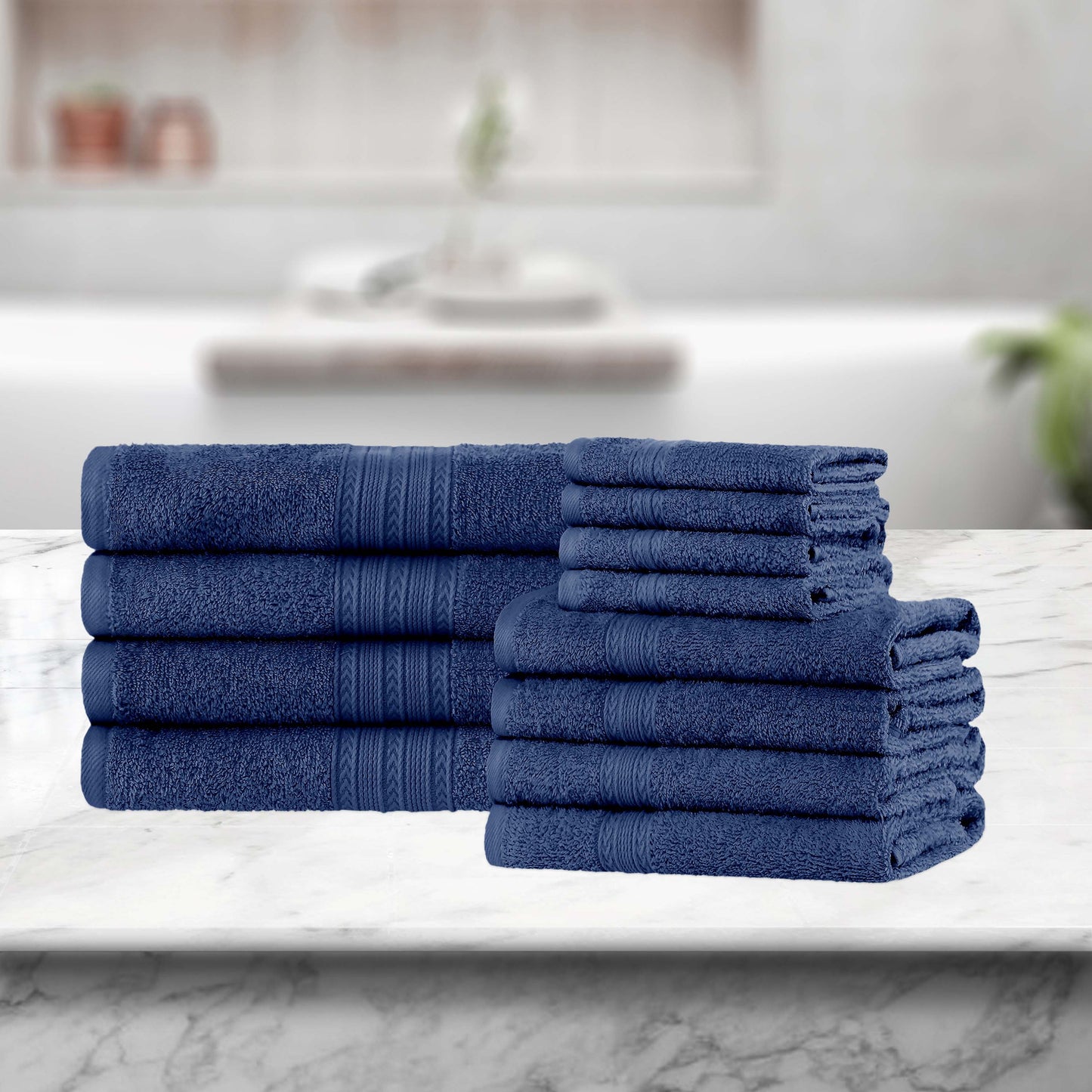 Eco-Friendly Ring Spun Cotton Towel Set - Navy Blue