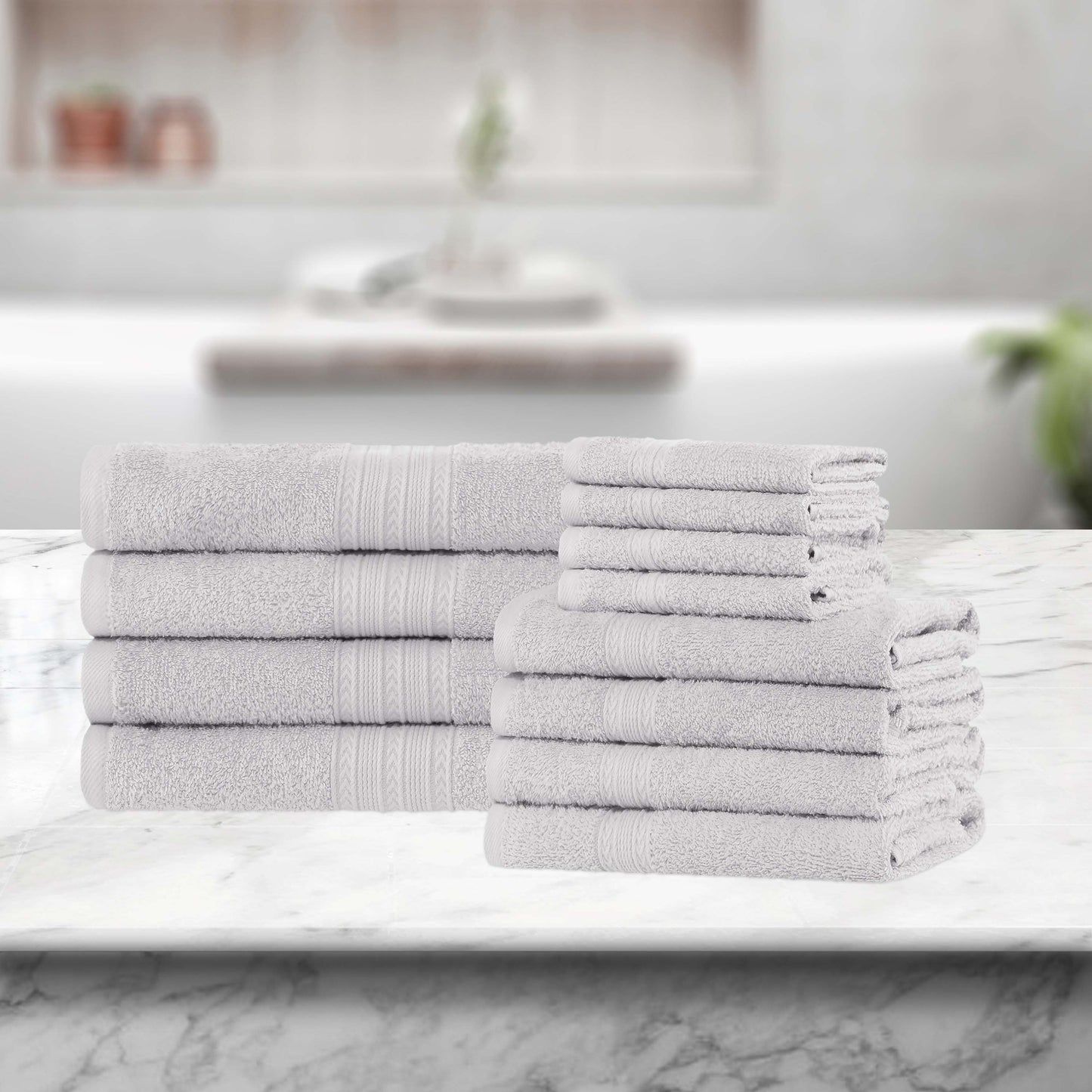Eco-Friendly Ring Spun Cotton Towel Set - Silver