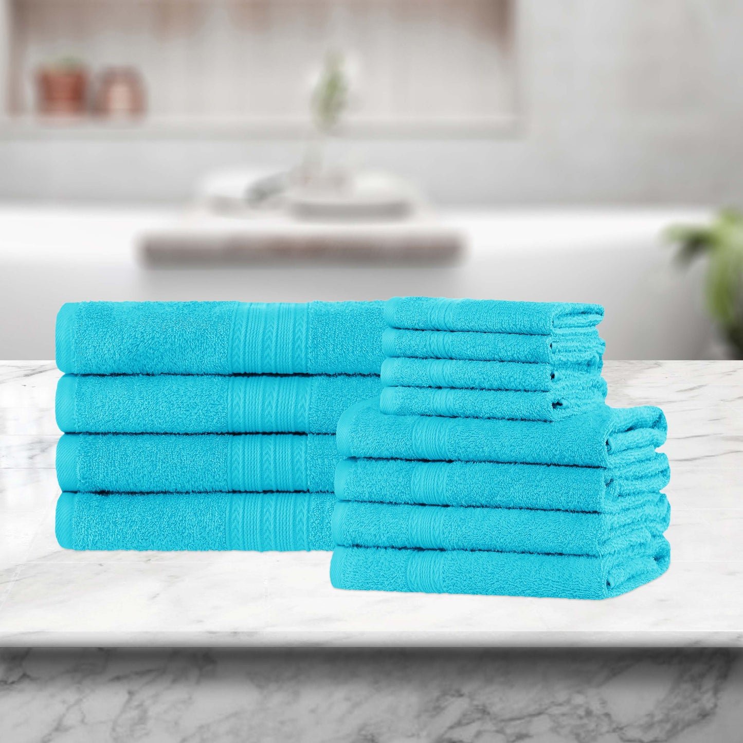 Eco-Friendly Ring Spun Cotton Towel Set - Turquoise