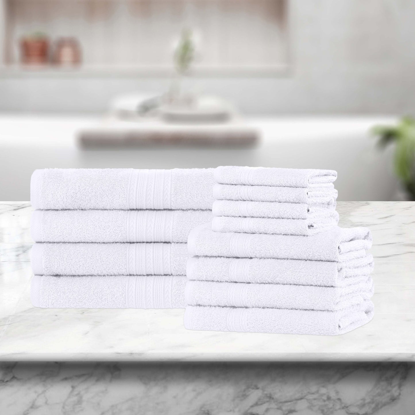 Eco-Friendly Ring Spun Cotton Towel Set - White