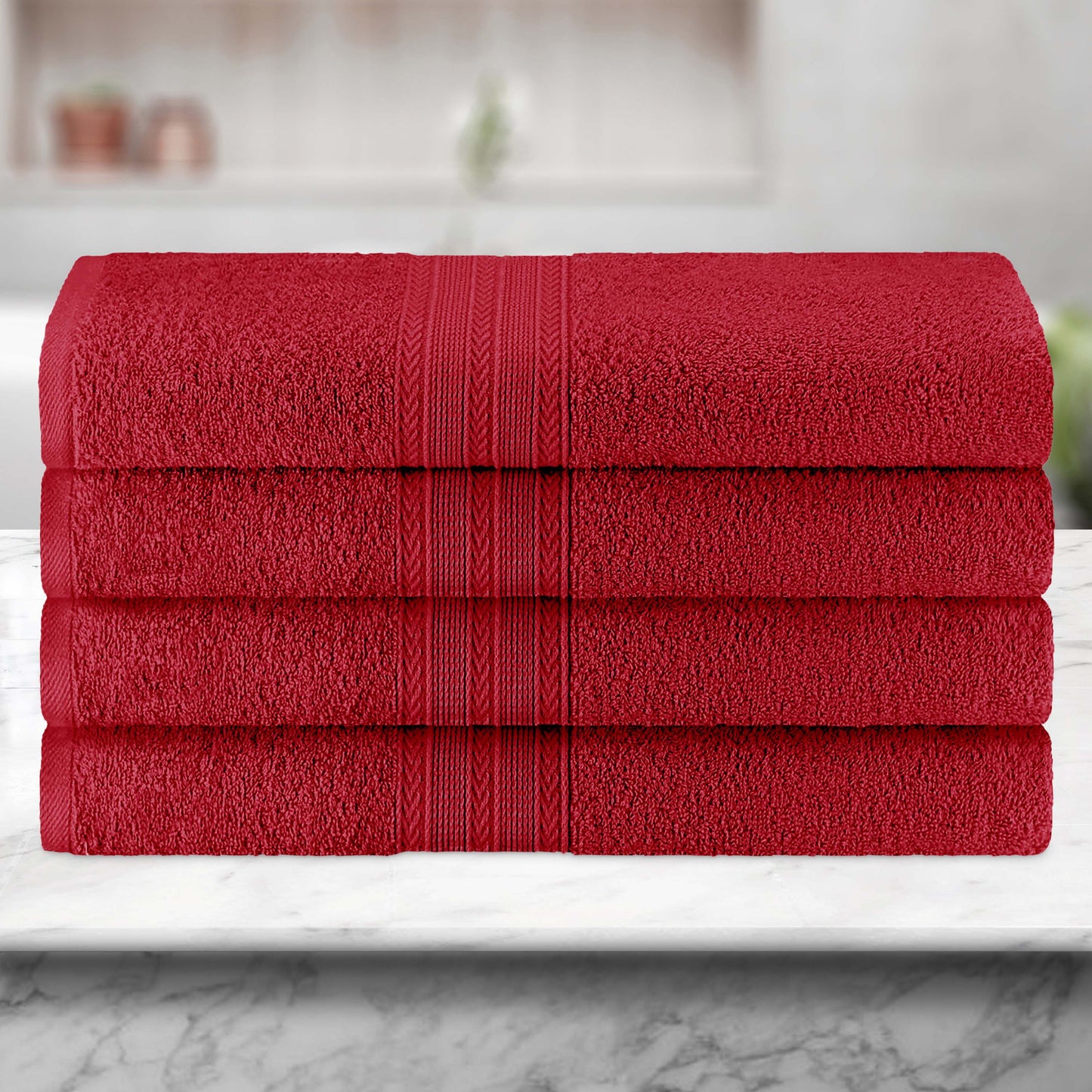 Eco-Friendly Ring Spun Cotton Towel Set - Cranberry