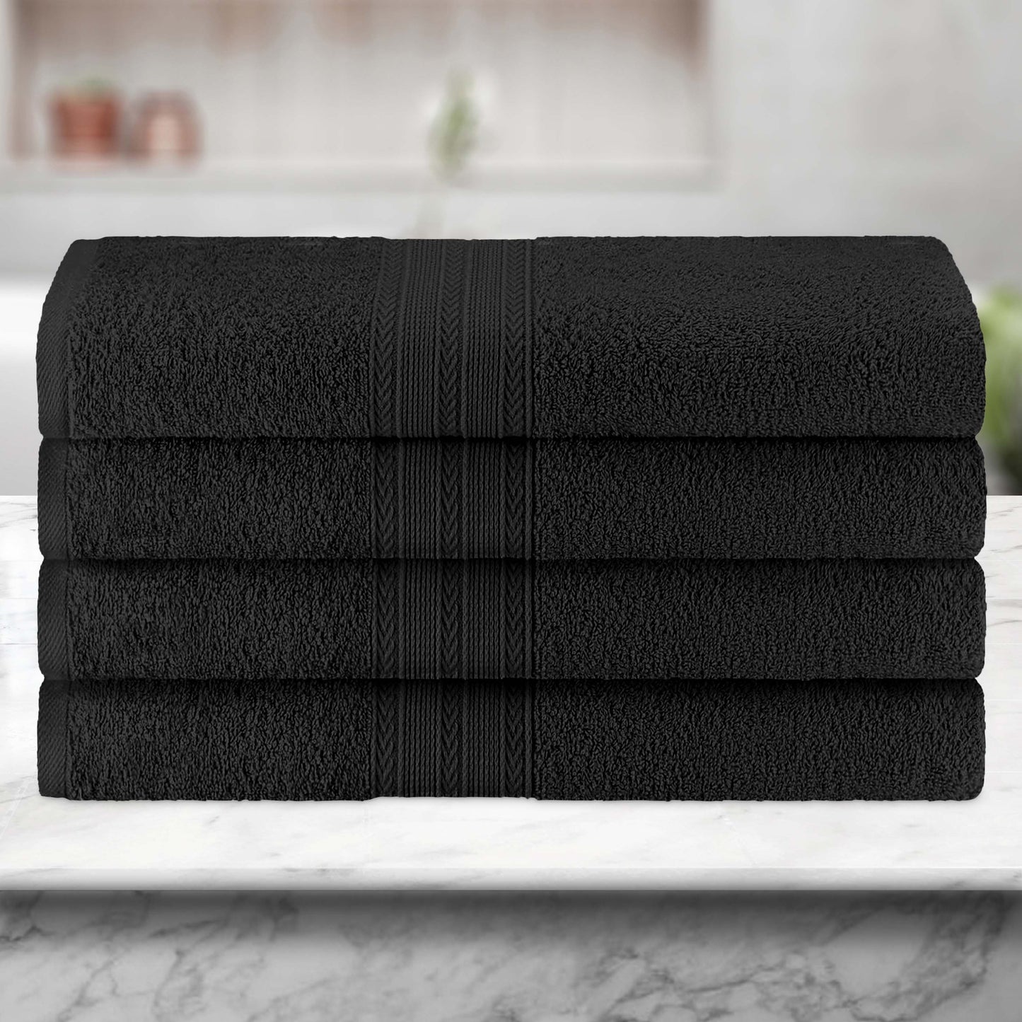 Eco-Friendly Ring Spun Cotton Towel Set - Black