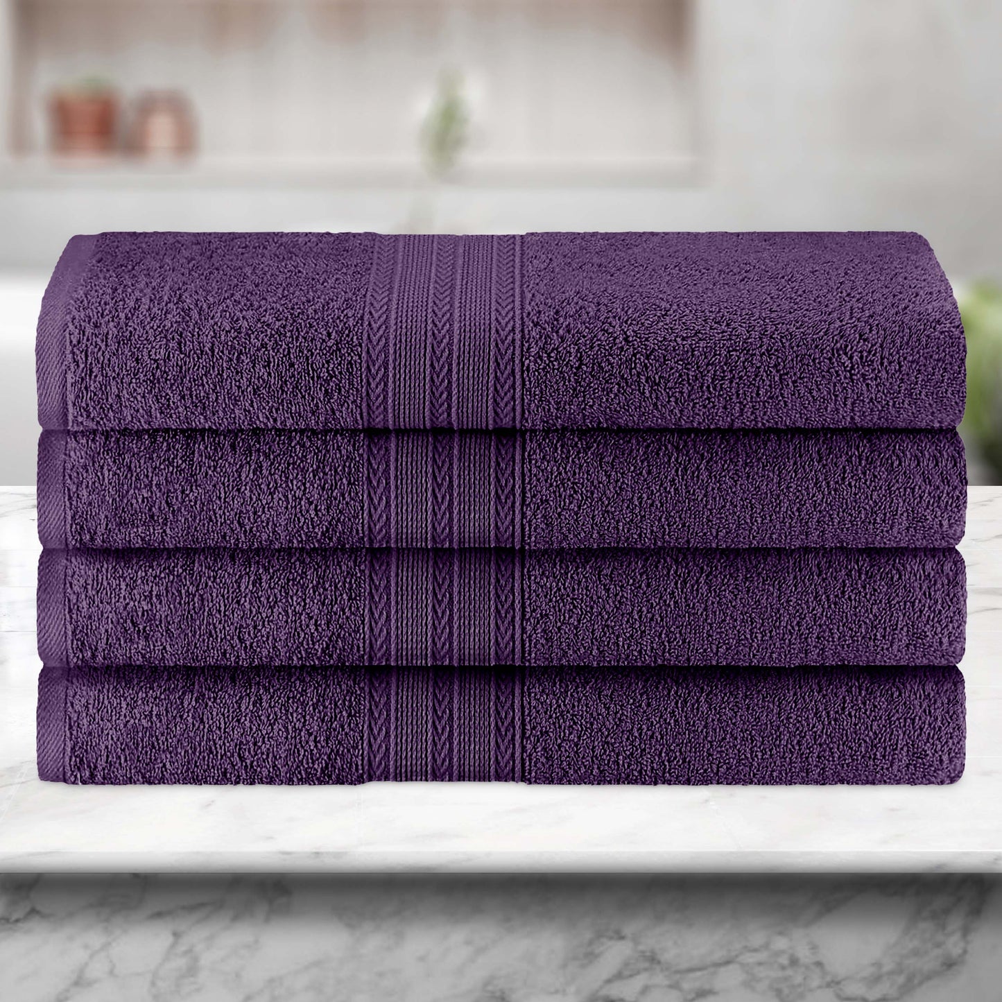 Eco-Friendly Ring Spun Cotton Towel Set - Eggplant