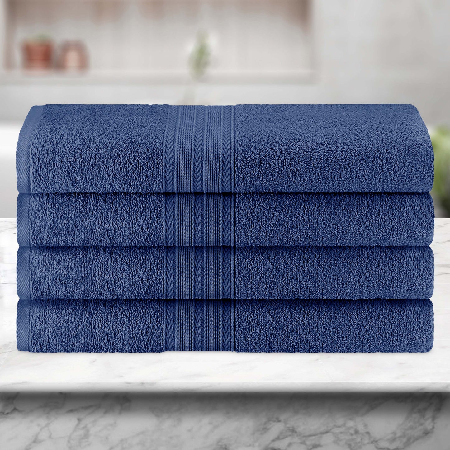 Eco-Friendly Ring Spun Cotton Towel Set - Navy Blue