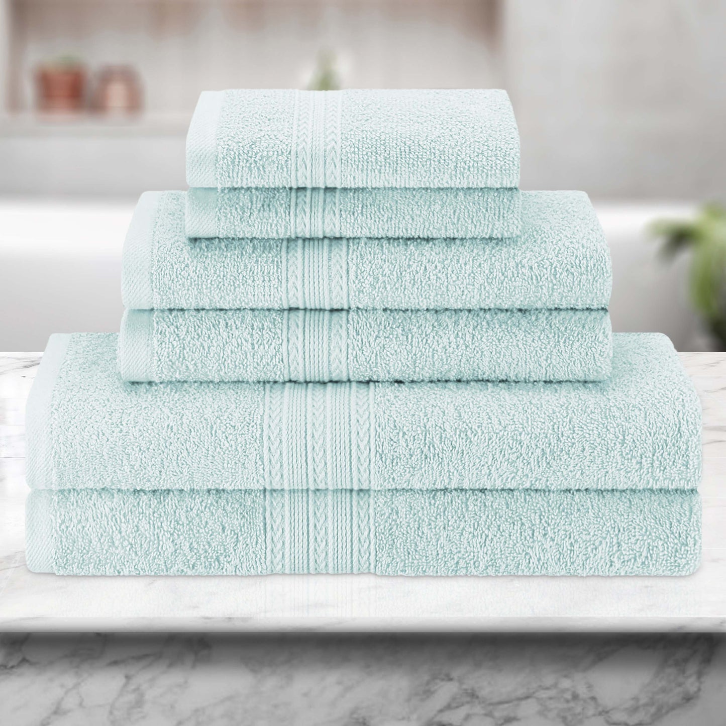 Eco-Friendly Ring Spun Cotton Towel Set - Aquamarine