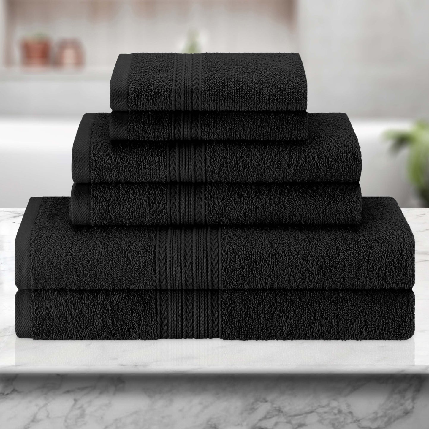 Eco-Friendly Ring Spun Cotton Towel Set - Black