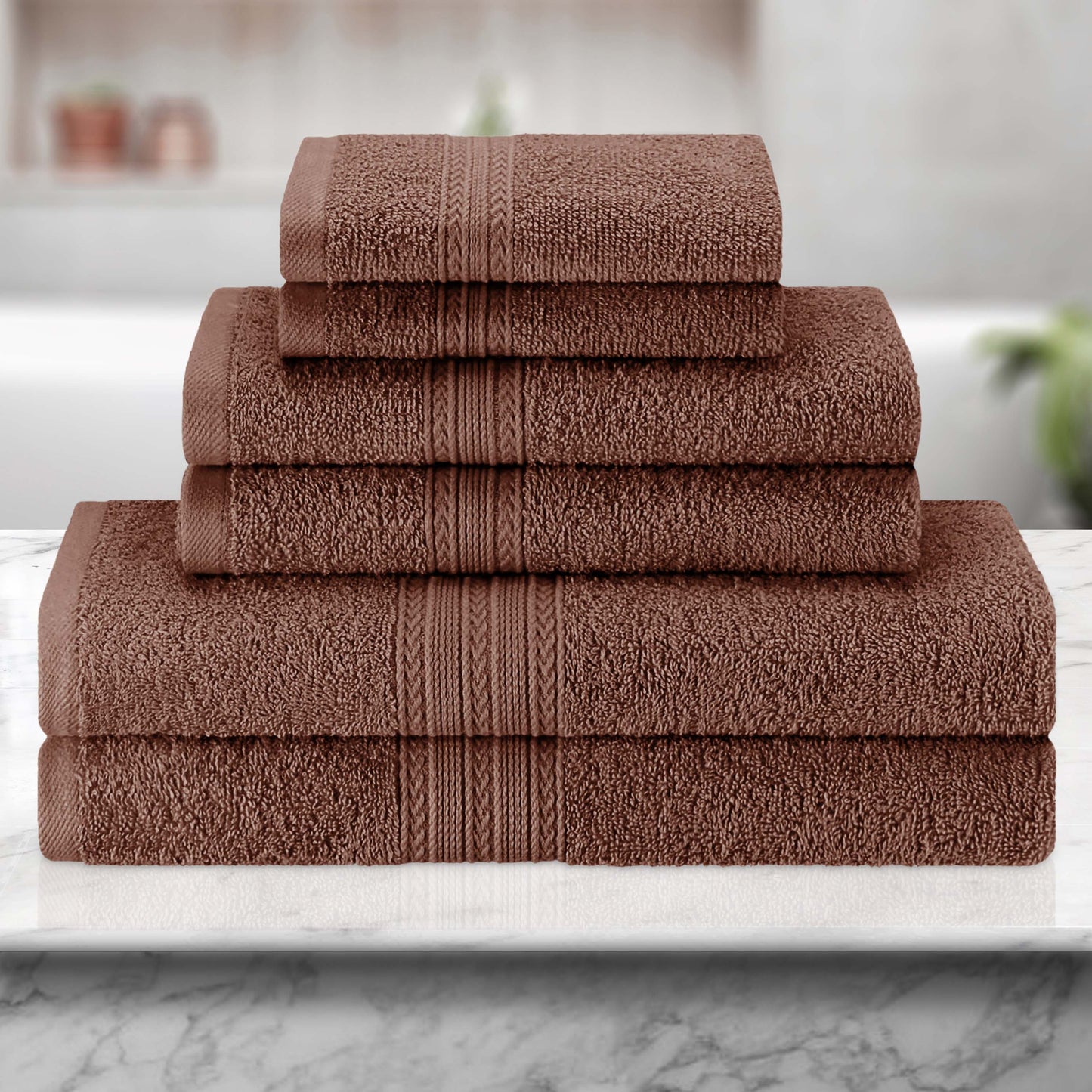 Eco-Friendly Ring Spun Cotton Towel Set - Brown