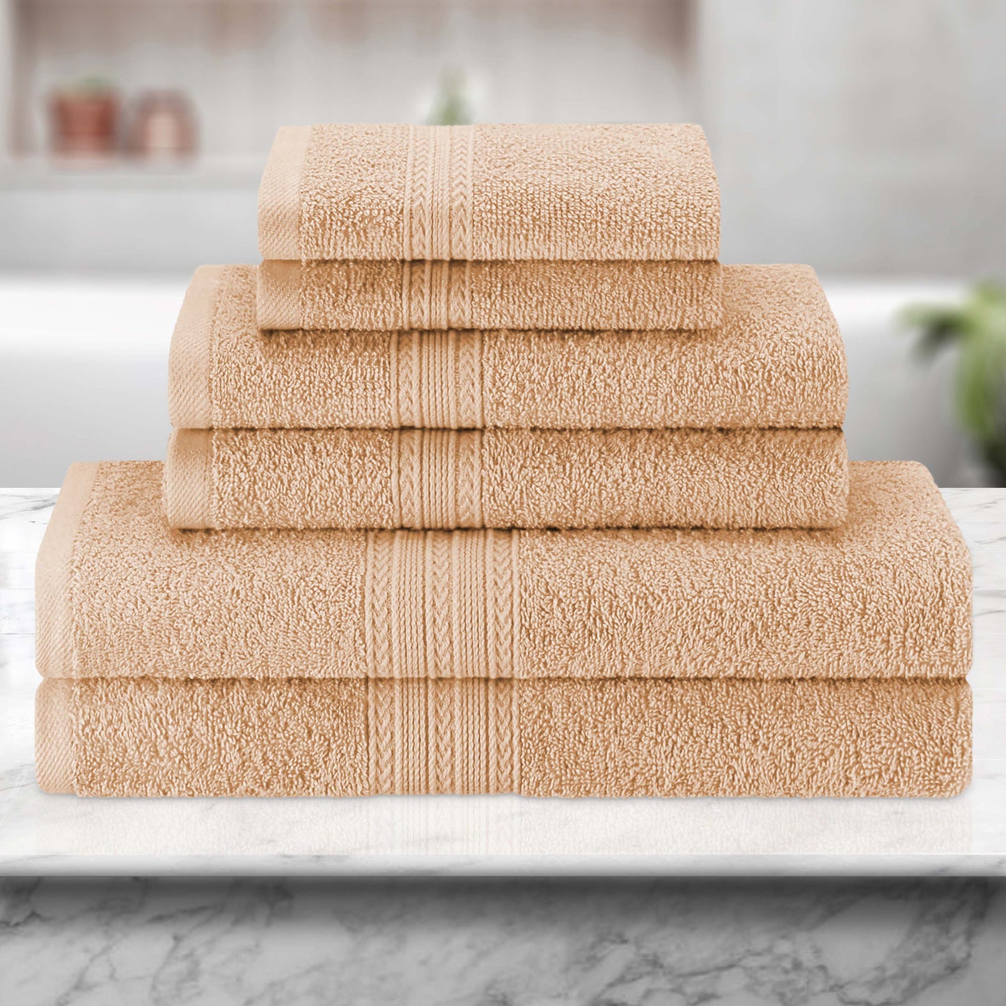 Eco-Friendly Ring Spun Cotton Towel Set - Camel