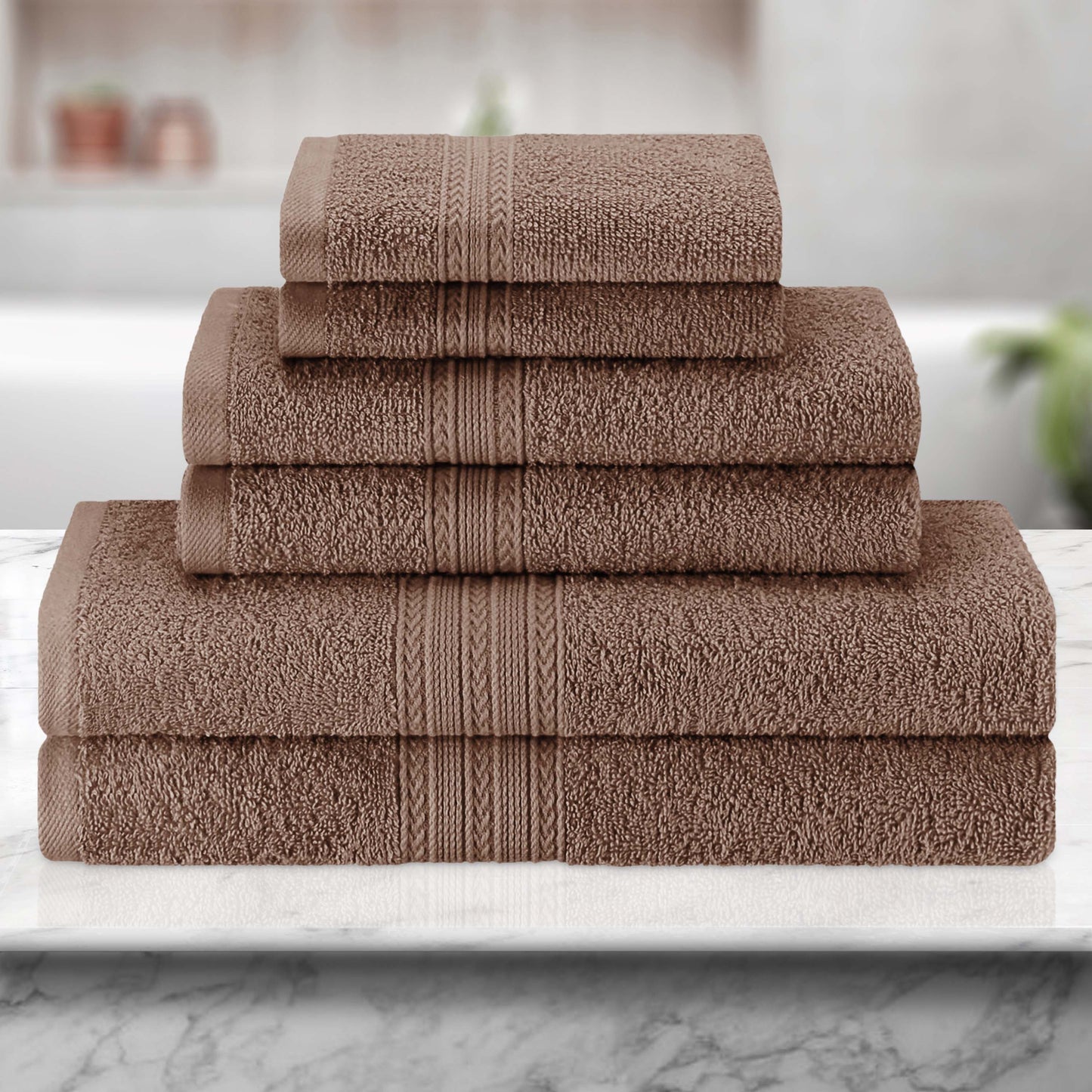 Eco-Friendly Ring Spun Cotton Towel Set - Coffee