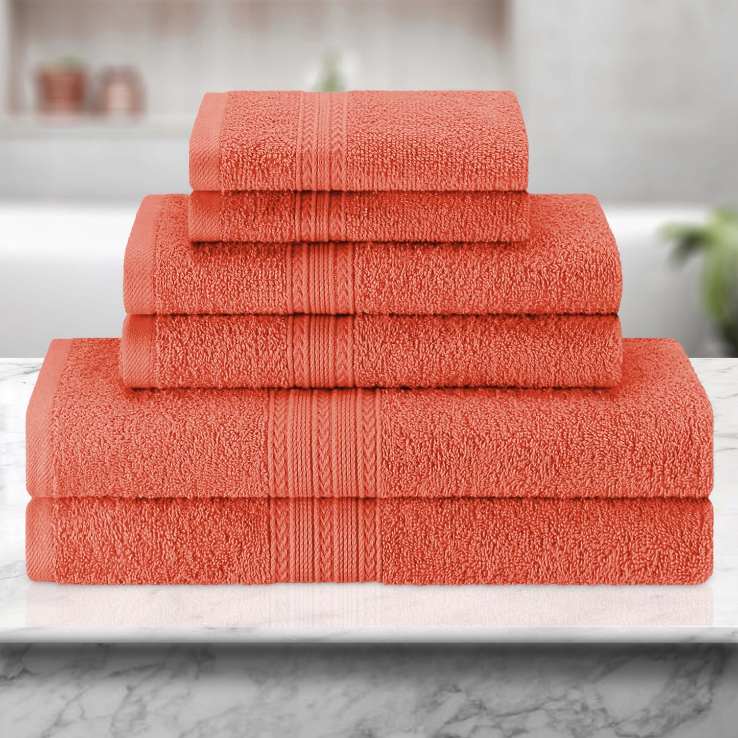 Eco-Friendly Ring Spun Cotton Towel Set - Coral