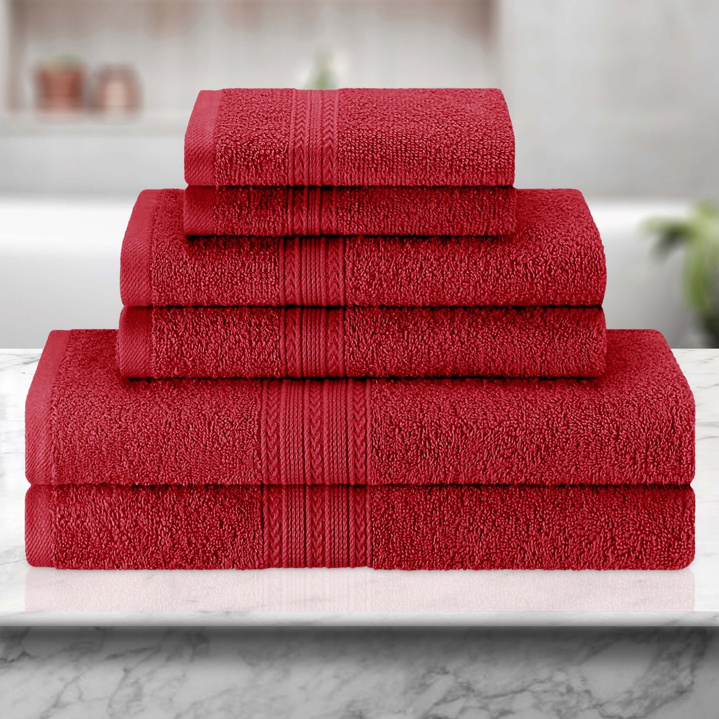 Eco-Friendly Ring Spun Cotton Towel Set - Cranberry