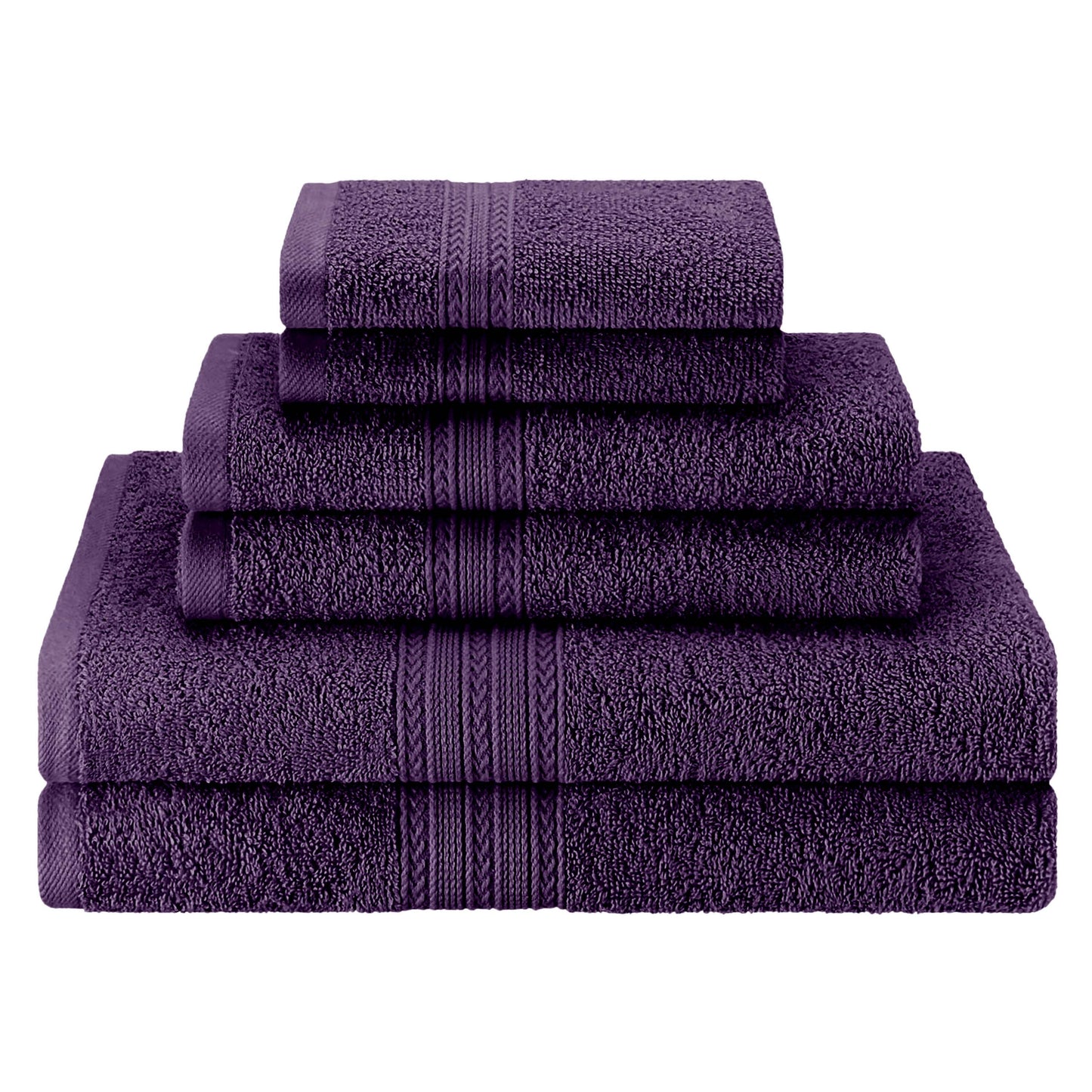 Eco-Friendly Ring Spun Cotton Towel Set - Eggplant