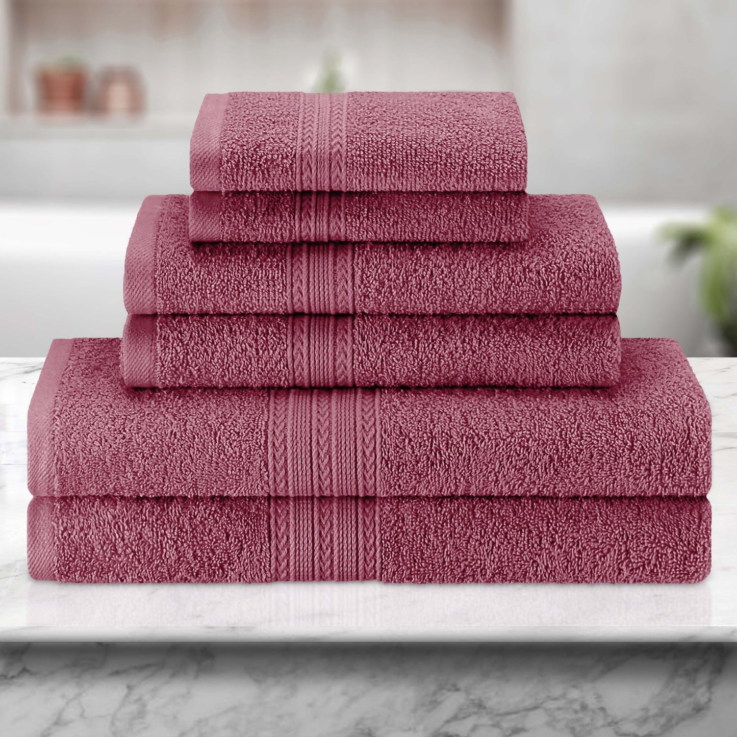 Eco-Friendly Ring Spun Cotton Towel Set - Rosewood