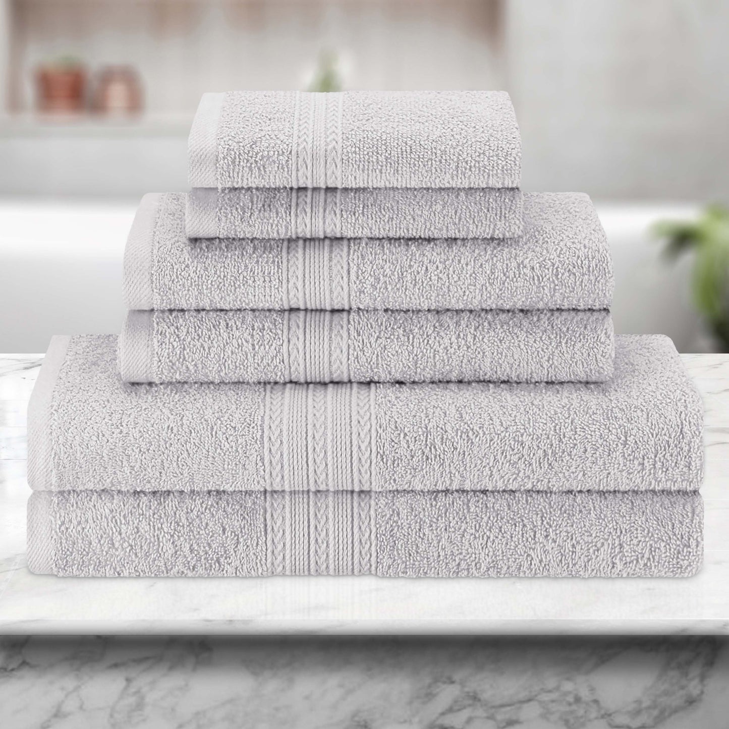 Eco-Friendly Ring Spun Cotton Towel Set - Silver