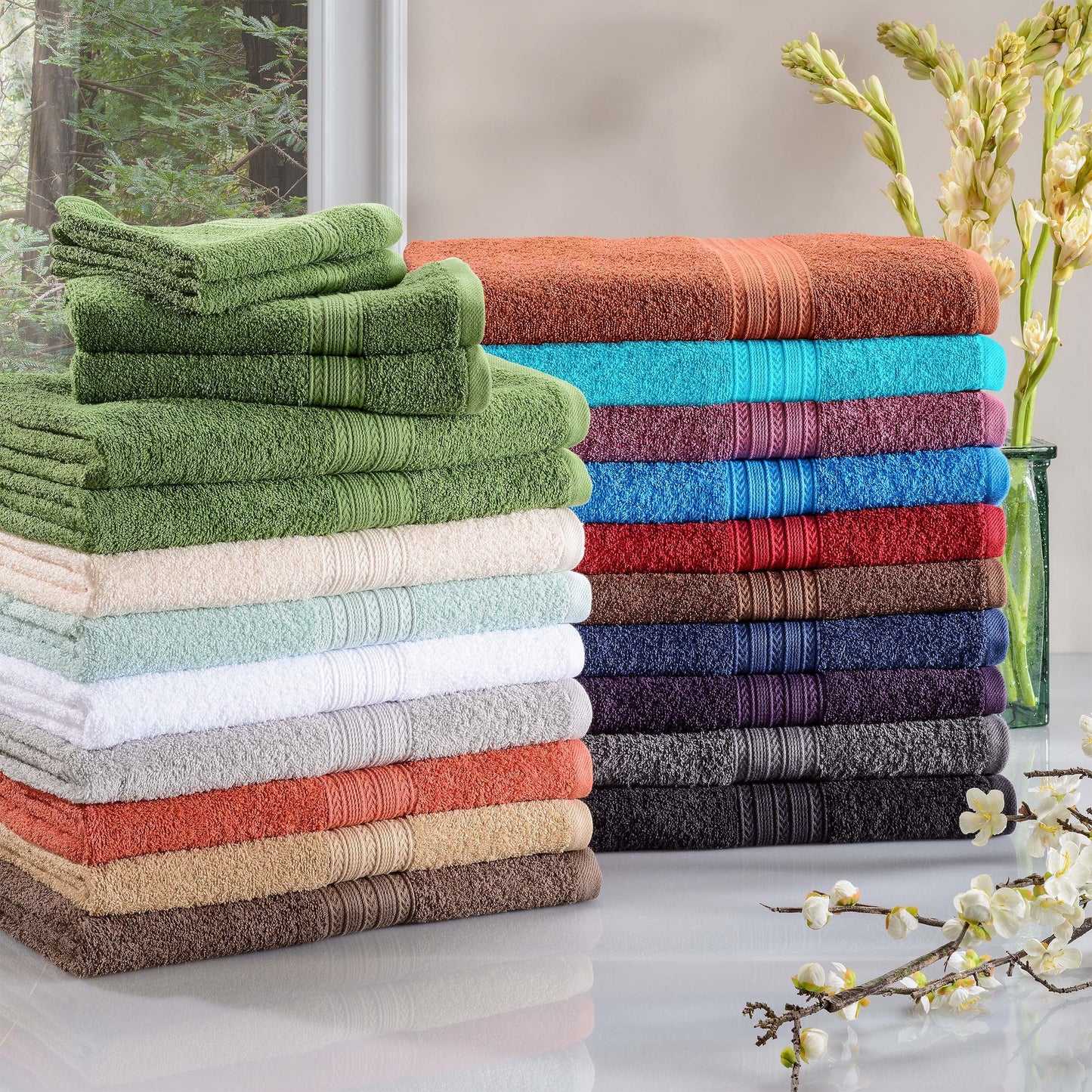 Eco-Friendly Ring Spun Cotton Towel Set - Terrace Green