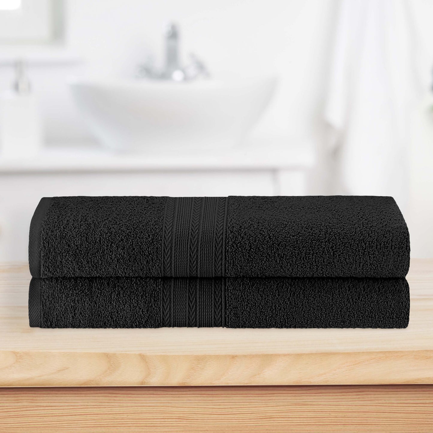 Eco-Friendly Ring Spun Cotton Towel Set - Black