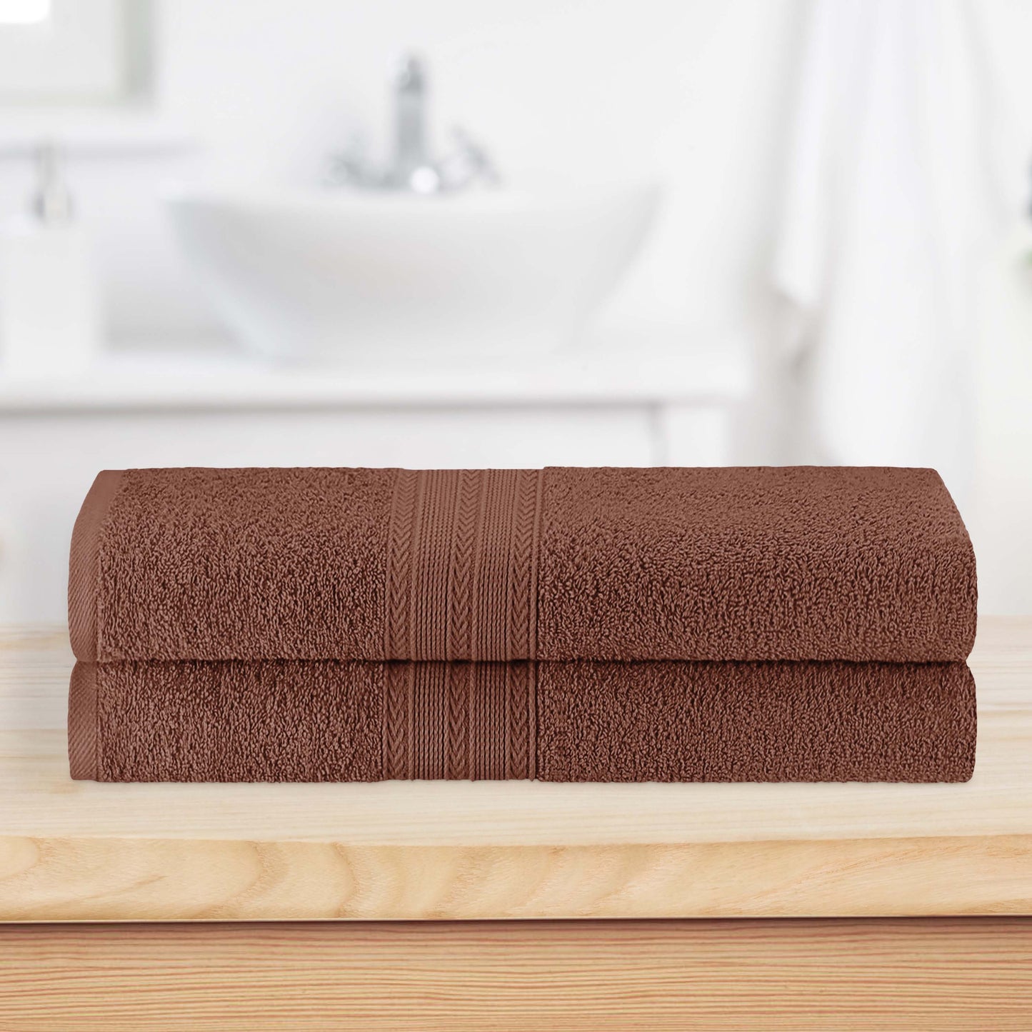 Eco-Friendly Ring Spun Cotton Towel Set - Brown