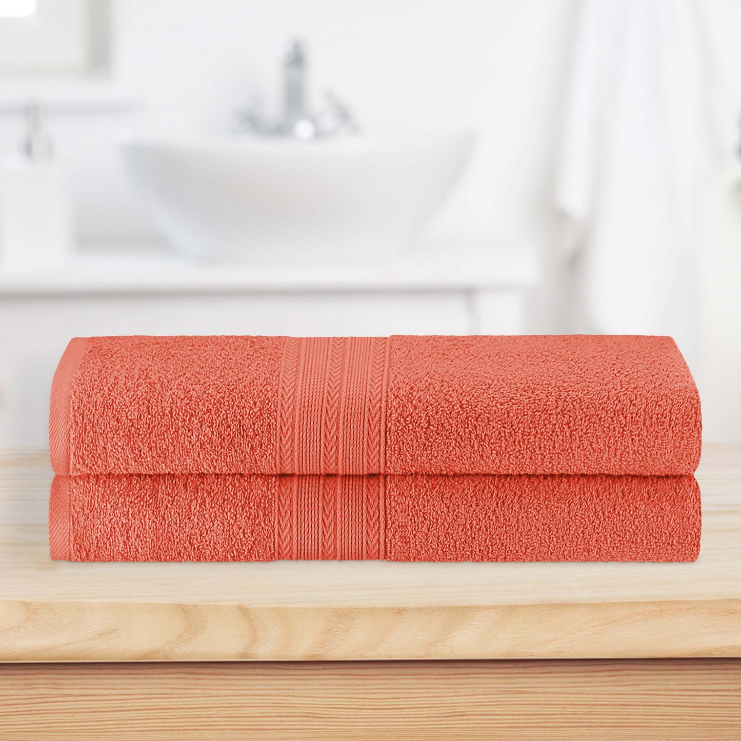 Eco-Friendly Ring Spun Cotton Towel Set - Coral