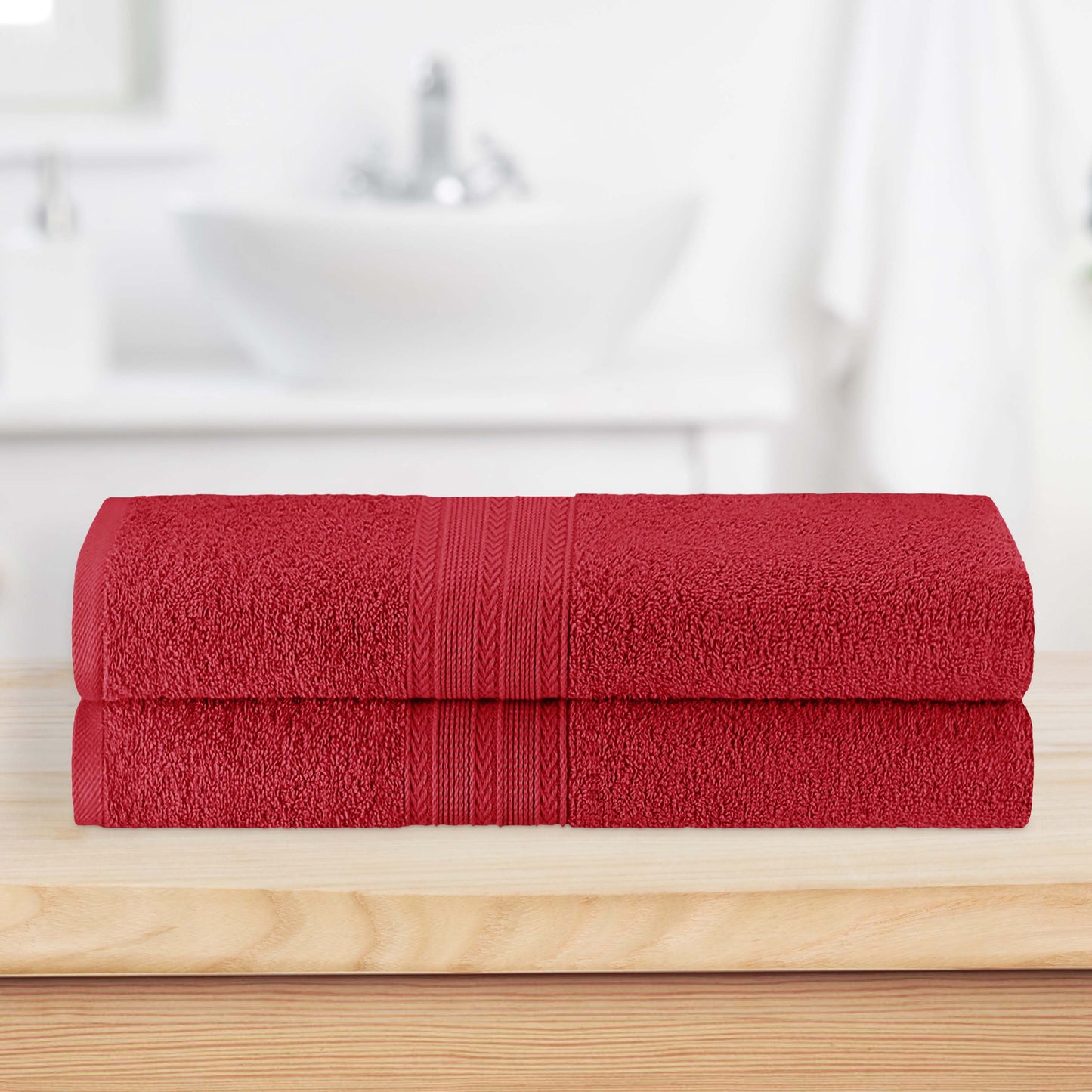 Eco-Friendly Ring Spun Cotton Towel Set - Cranberry