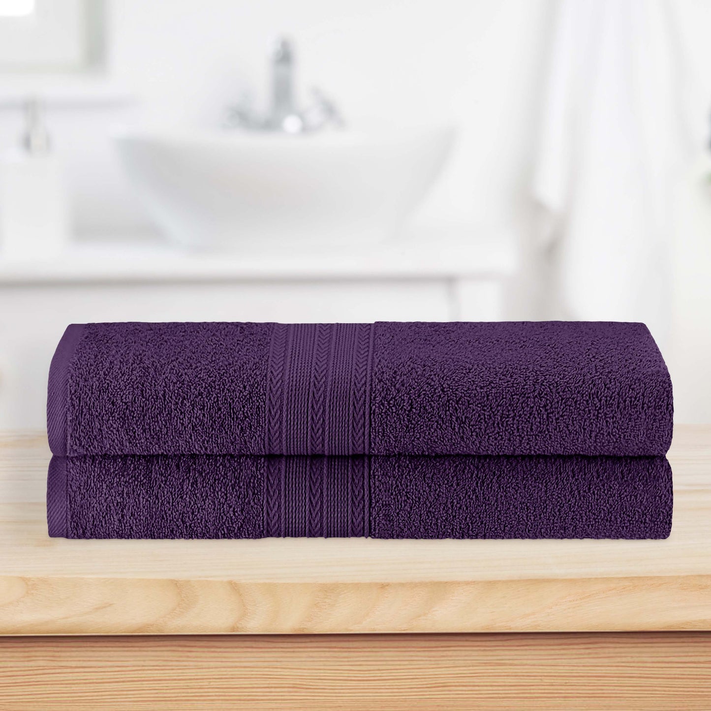 Eco-Friendly Ring Spun Cotton Towel Set - Eggplant