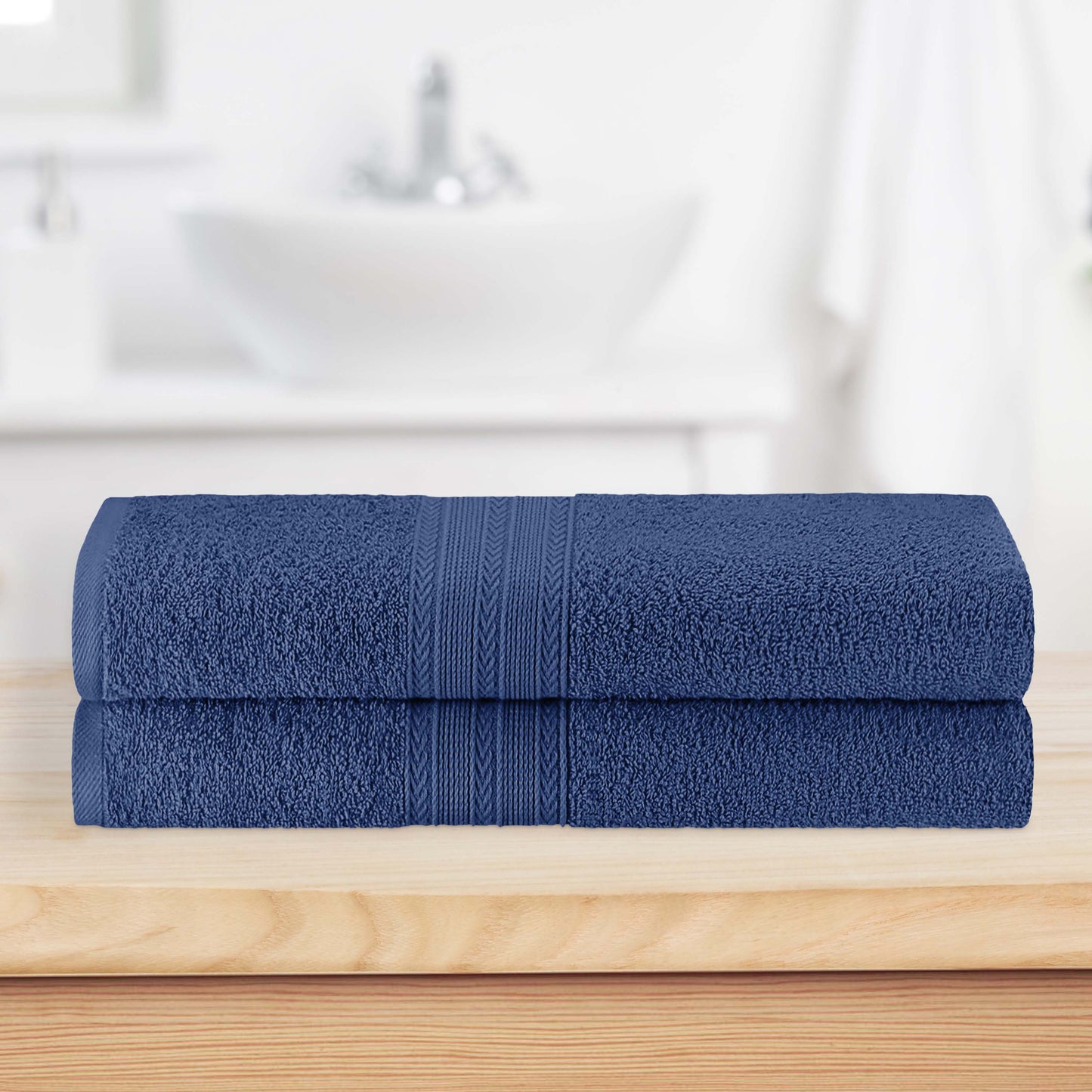 Eco-Friendly Ring Spun Cotton Towel Set - Navy Blue