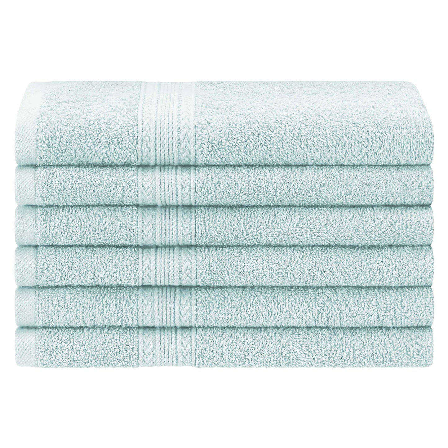 Superior Eco-Friendly Ring Spun Cotton 6-Piece Hand Towel Set - Aqua Marine