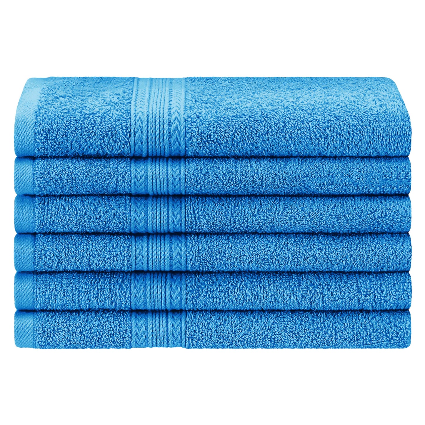Superior Eco-Friendly Ring Spun Cotton 6-Piece Hand Towel Set - Aster Blue